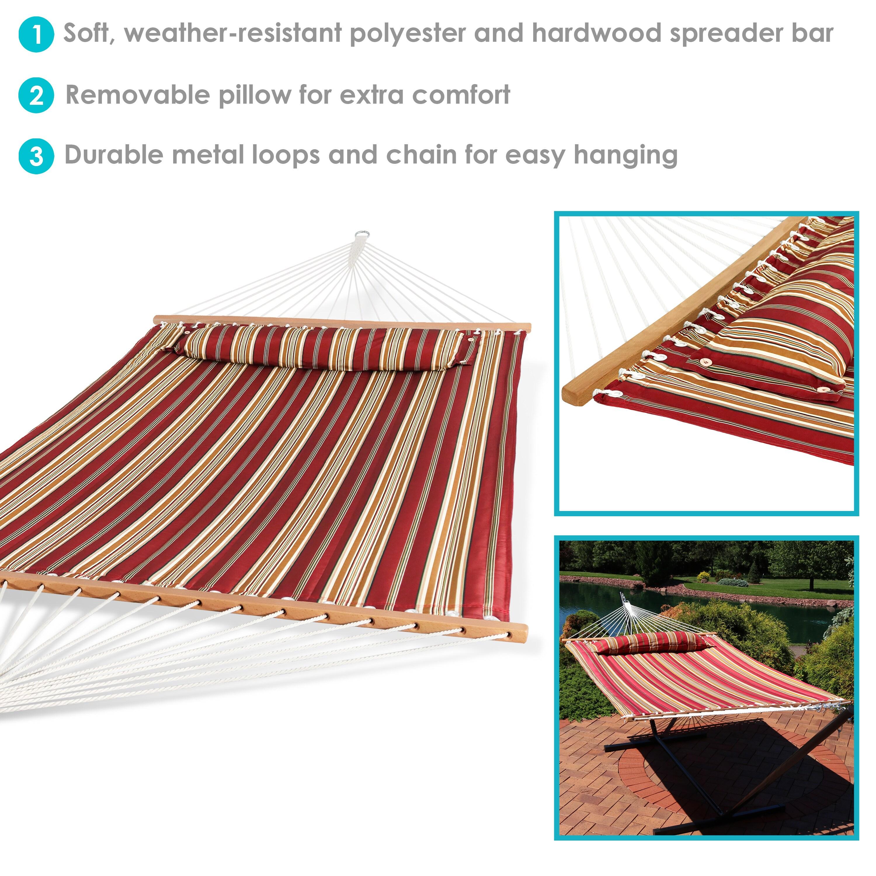 2-Person Quilted Polyester Spreader Bar Hammock