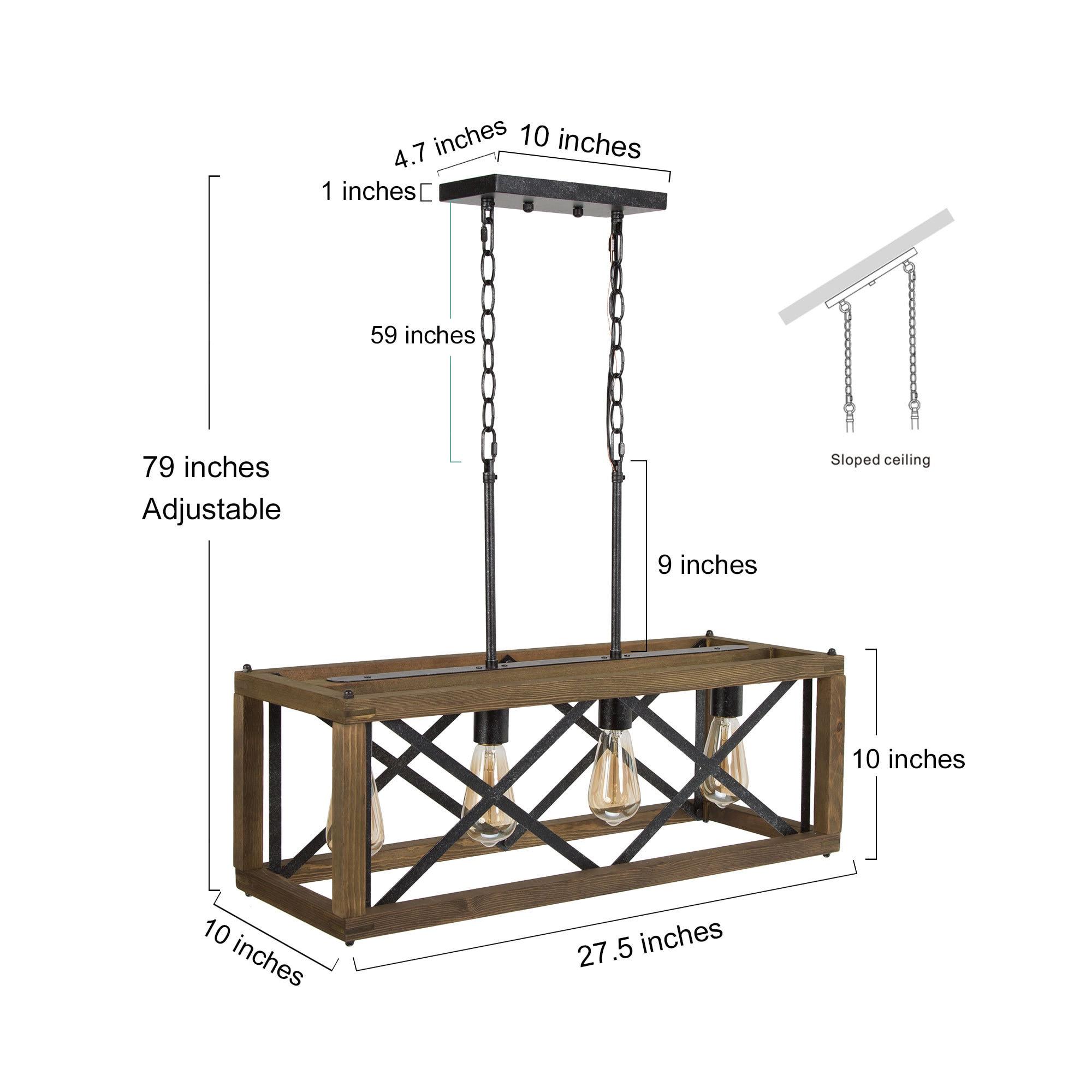 LNC Farmhouse Decor 4-Light Wood Chandelier Kitchen Island Light Fixtures, Large Modern Farmhouse Chandeliers Light for Dining Room, Kitchen Island, Bedroom