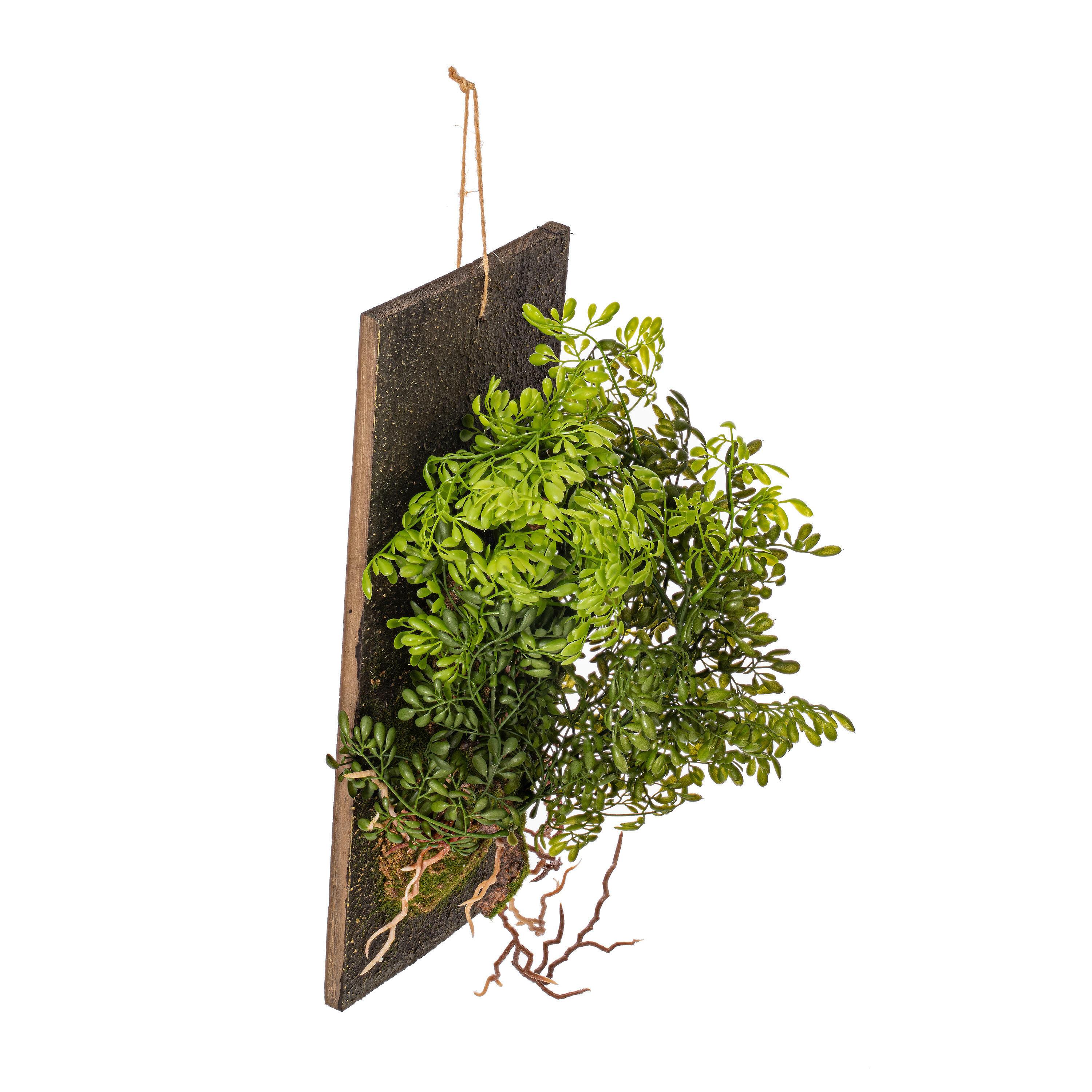 Vickerman 24" Artificial Green Mini Leaf on Wooden Plaque.