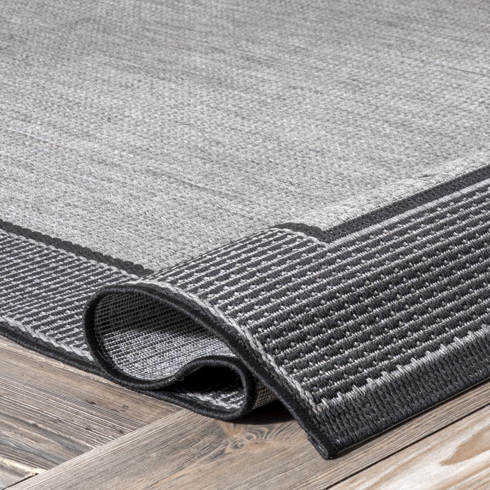 Nuloom Gris Bordered 6x9 Indoor/Outdoor Area Rug for Living Room Patio Deck Front Porch Kitchen, Grey/Black