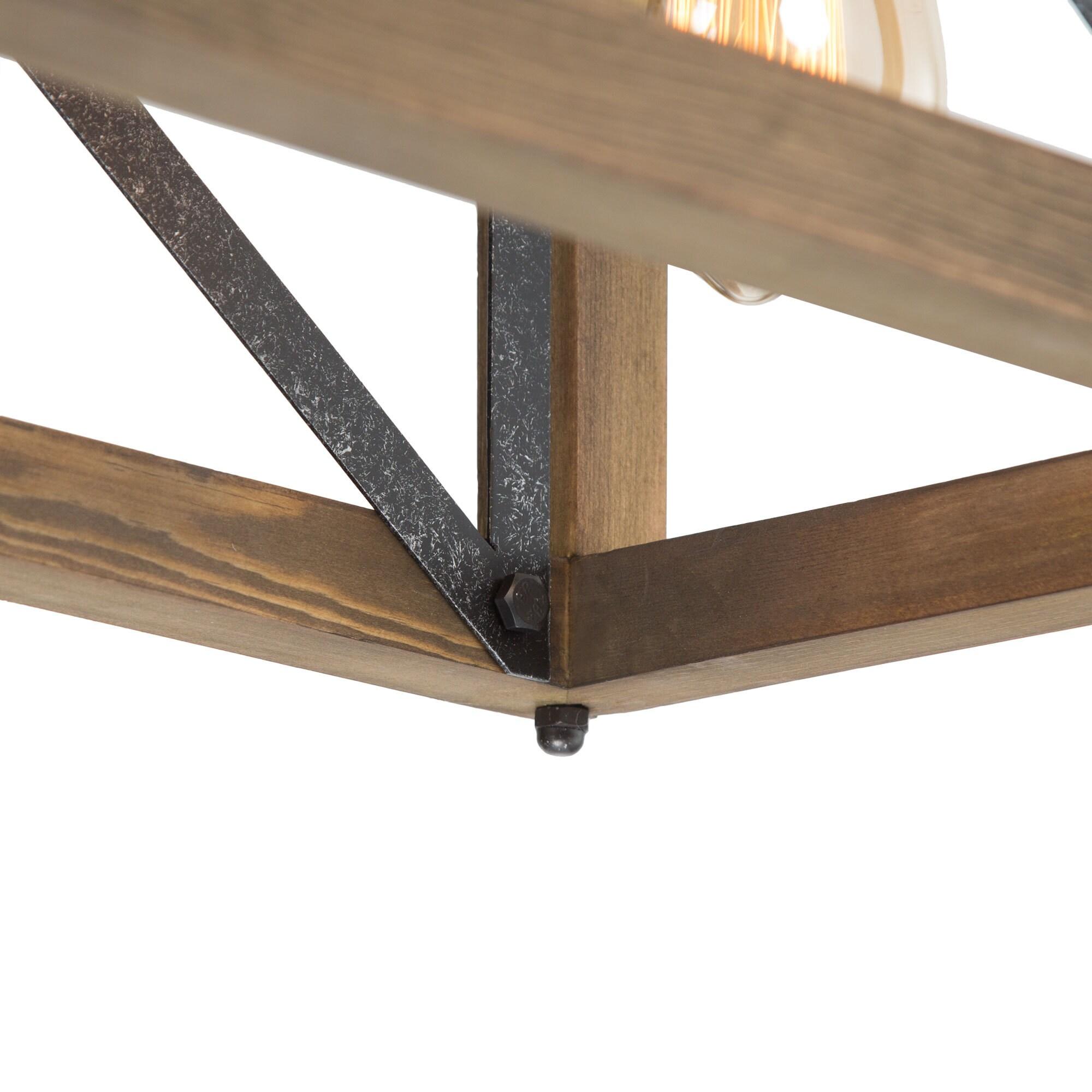 LNC Farmhouse Decor 4-Light Wood Chandelier Kitchen Island Light Fixtures, Large Modern Farmhouse Chandeliers Light for Dining Room, Kitchen Island, Bedroom