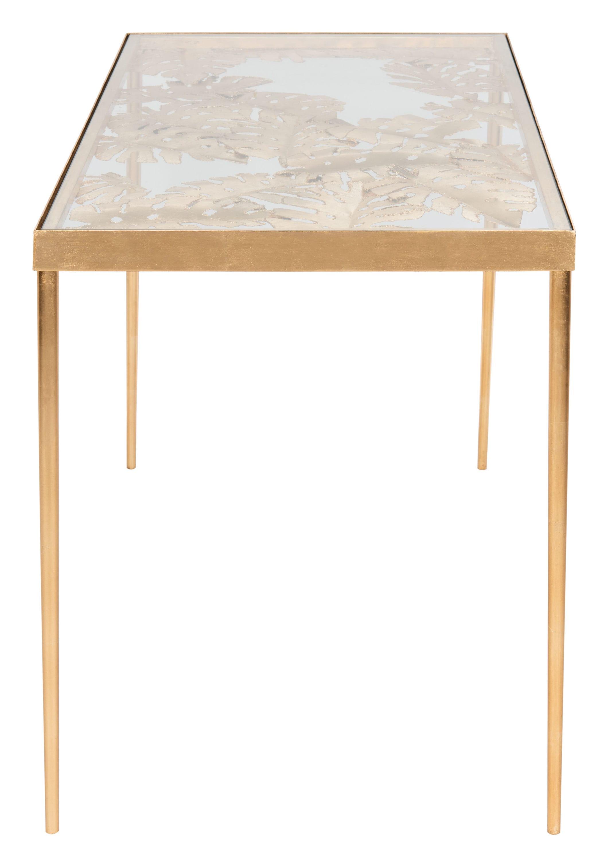 Leilani Palm Leaf Desk - Gold Leaf/Glass - Safavieh