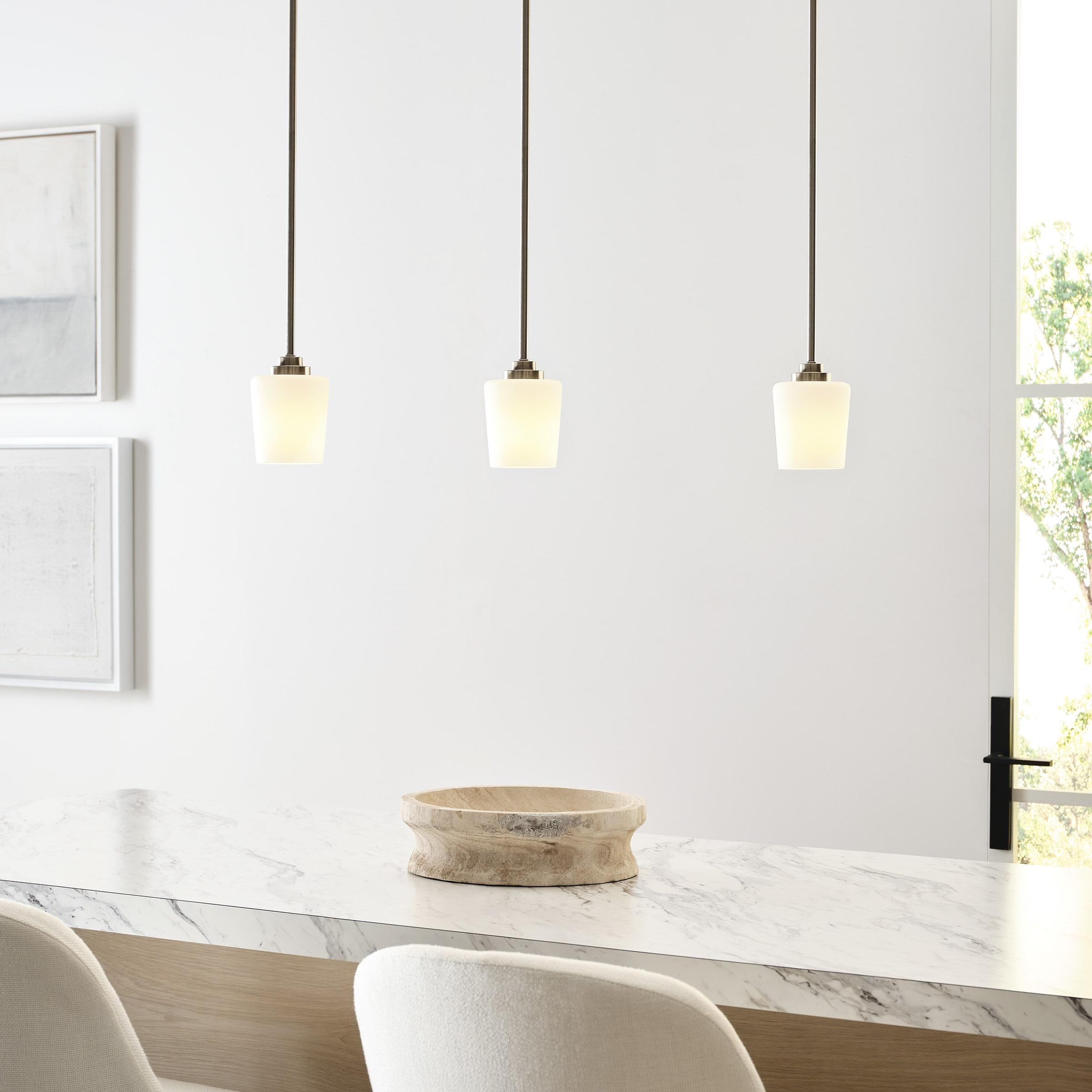 Windom Transitional Mini-Pendant in Brushed Nickel with Etched Opal Glass