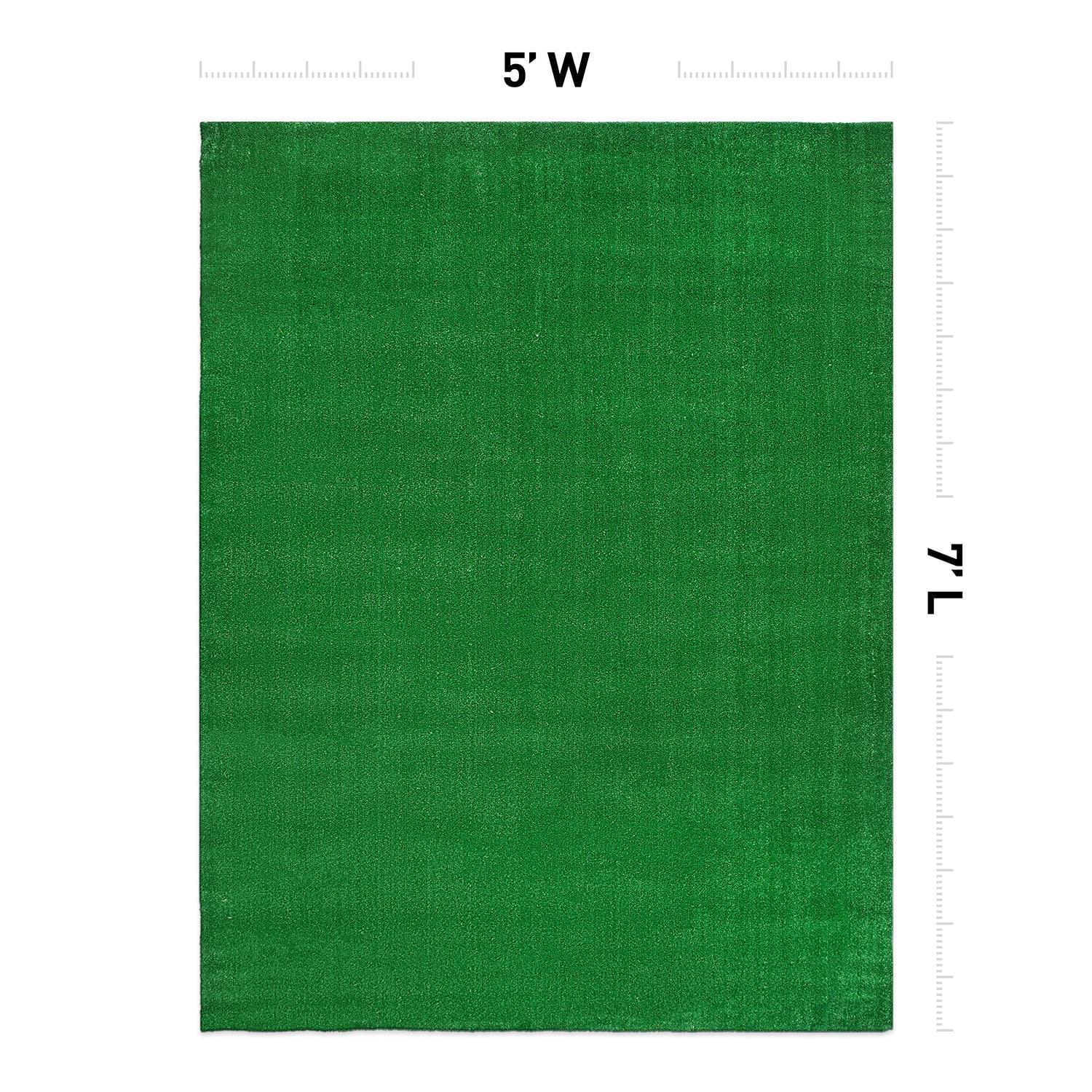 World Rug Gallery Artificial Turf Solid Grass Indoor Outdoor Area Rug - GREEN 5'x7'
