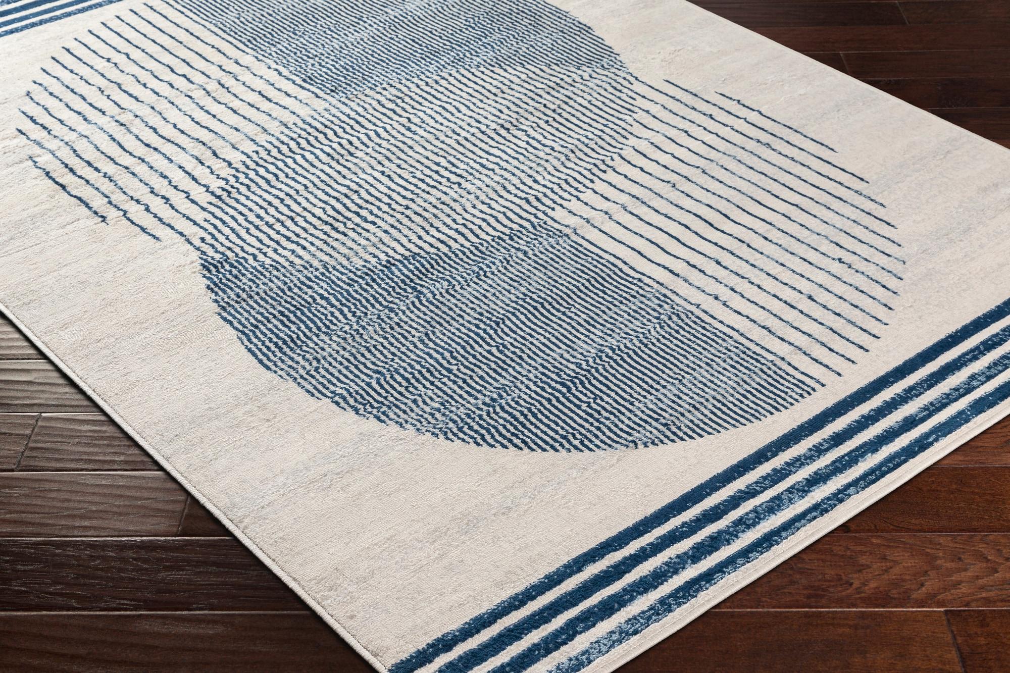 Blue Rectangular 8' x 10' Synthetic Reversible Area Rug