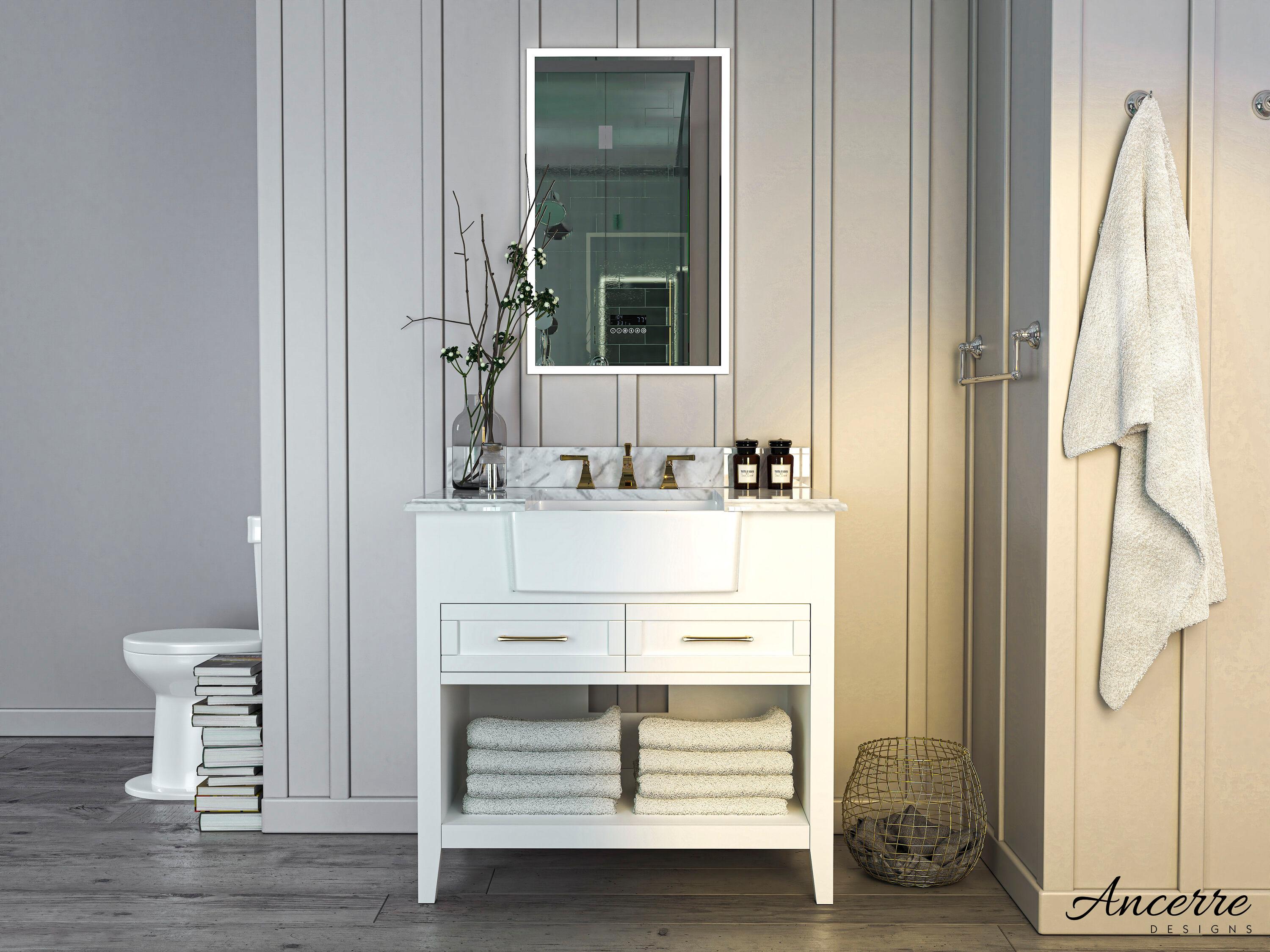 Ancerre Designs Hayley 36" Farmhouse Wood Bathroom Vanity Set in White