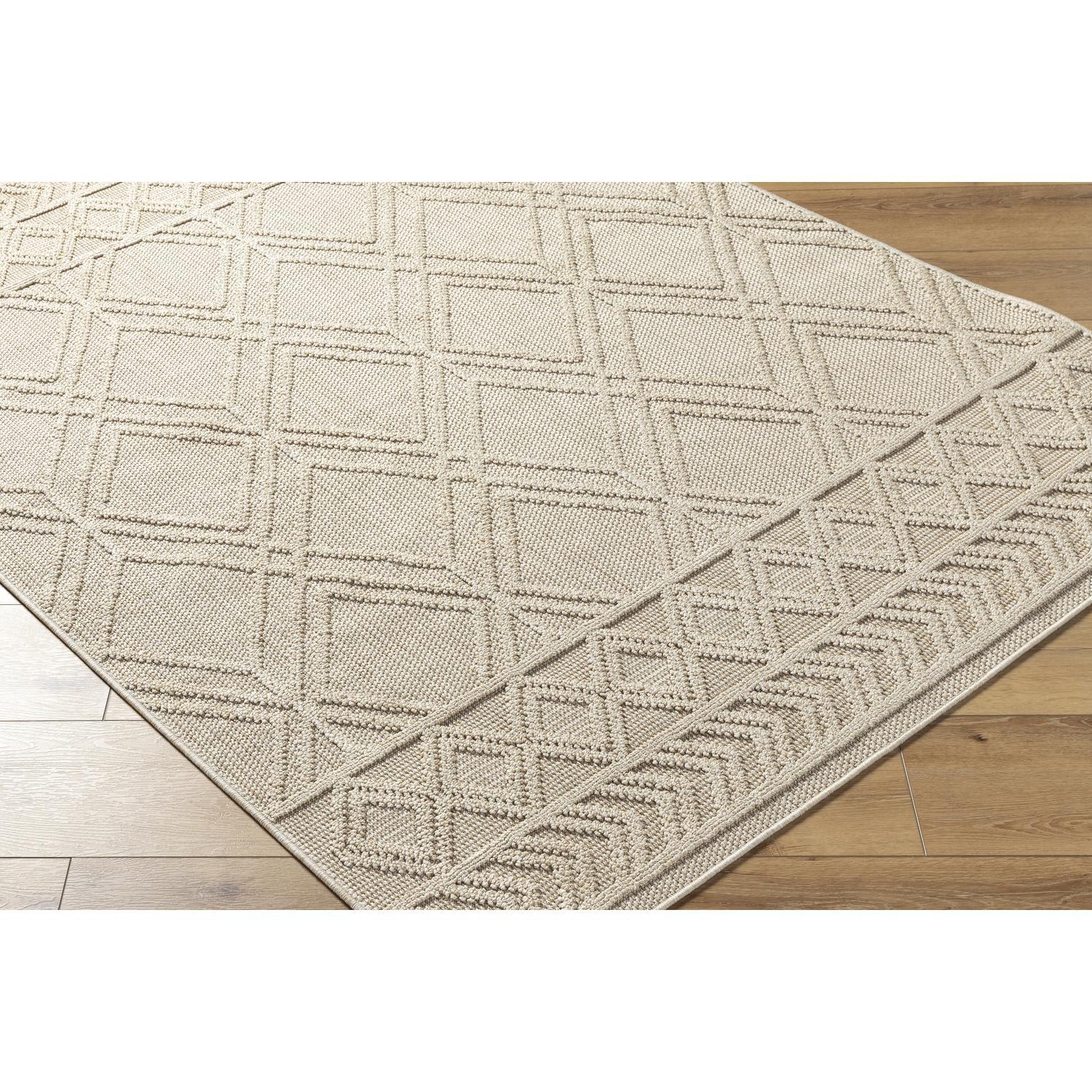 Flash Furniture Melissa Handwoven Area Rug - Ivory - 8' x 10' - Triple Blend Cotton/Wool/Polyester Threads - Geometric Design