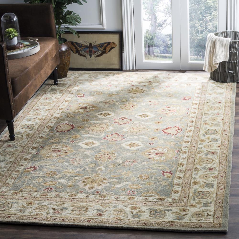 Antiquity AT822 Hand Tufted Area Rug - Grey Blue/Beige - 6'x6' - Safavieh.