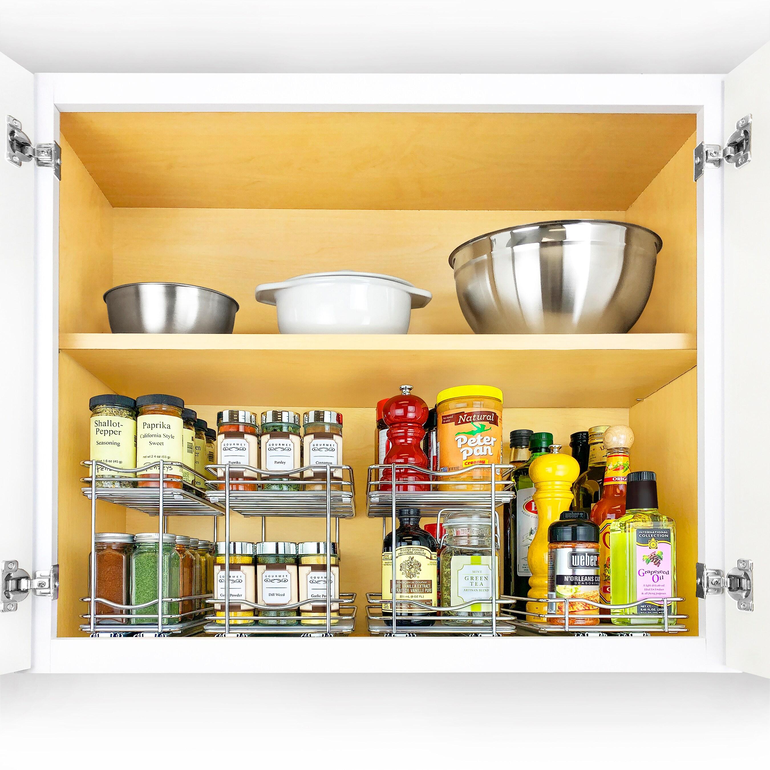 LYNK PROFESSIONAL® Pull Out Spice Rack Organizer for Cabinet - 2 Tier, Chrome