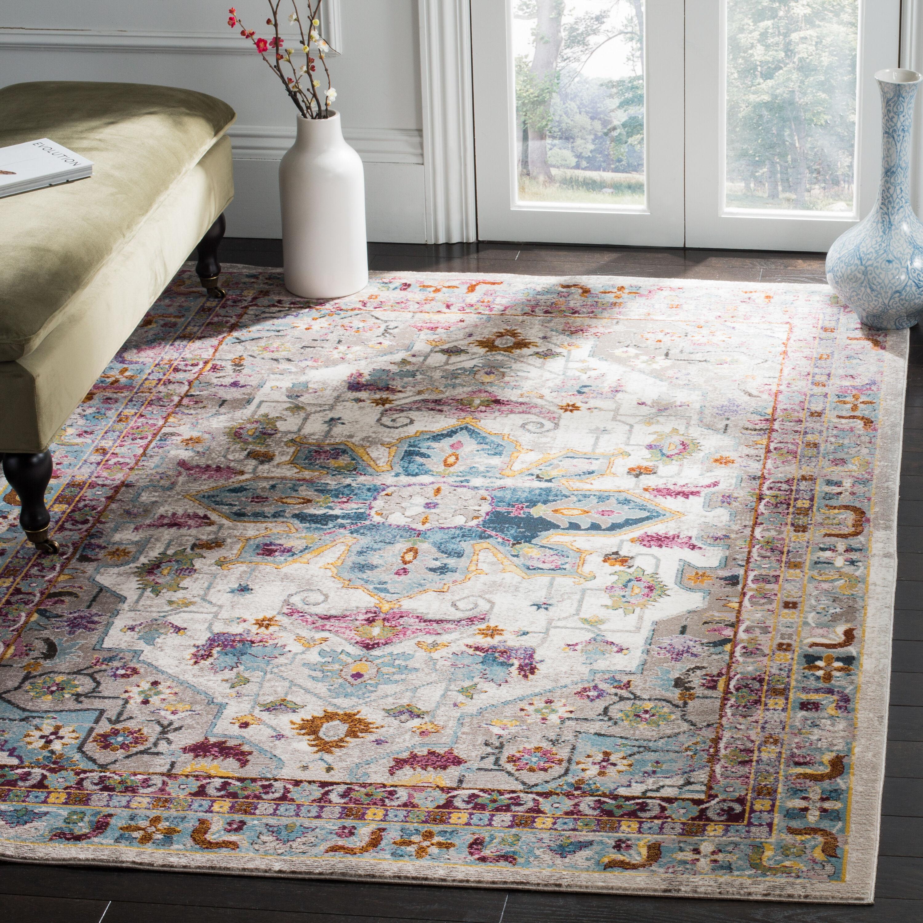 Aria ARA160 Power Loomed Area Rug - Cream/Multi - 8'x10' - Safavieh.