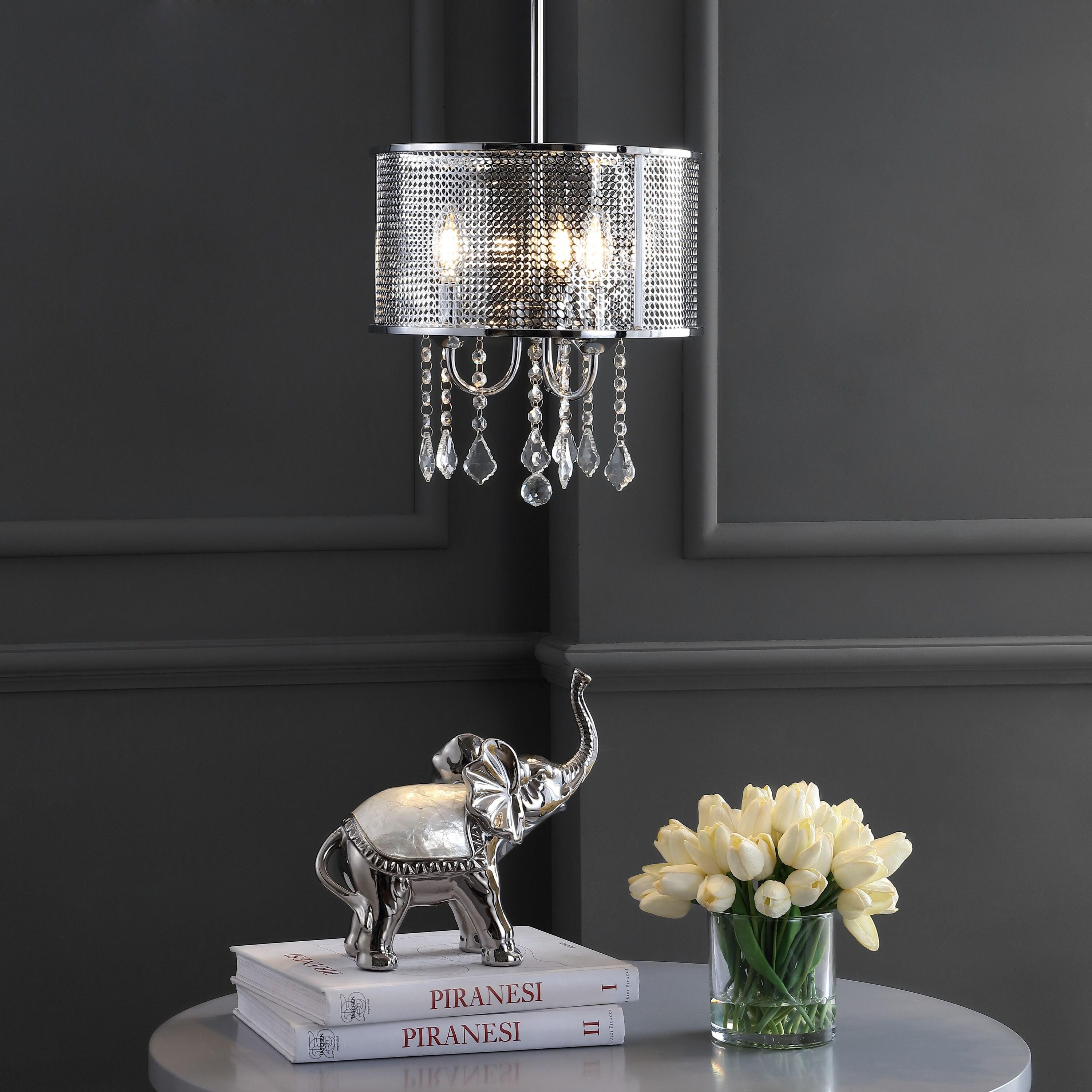 Avah 13" Chrome Polished Crystal Globe LED Pendant