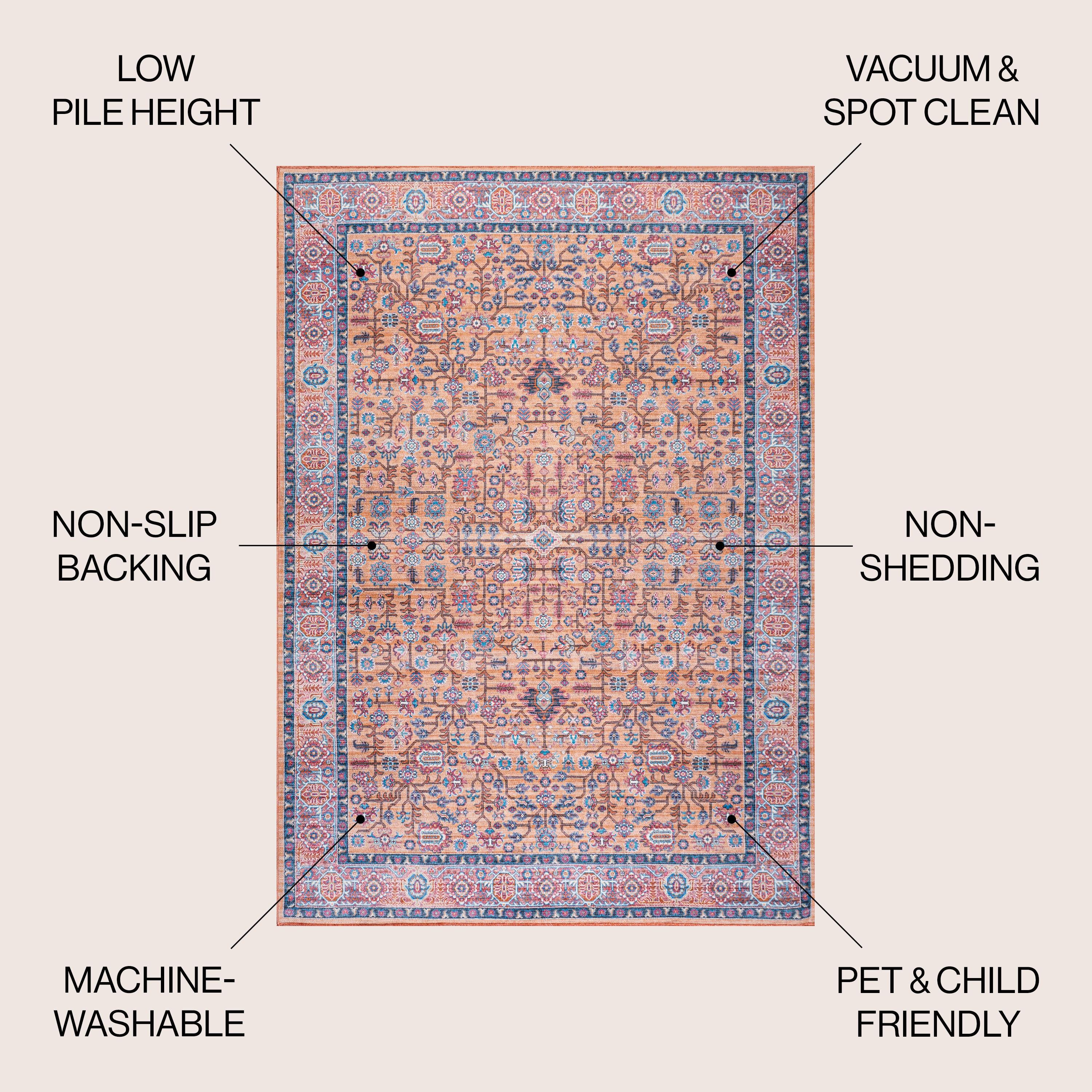 3' x 5' Kemer All-Over Persian Machine Washable Indoor/Outdoor Area Rug, Multi - JONATHAN Y