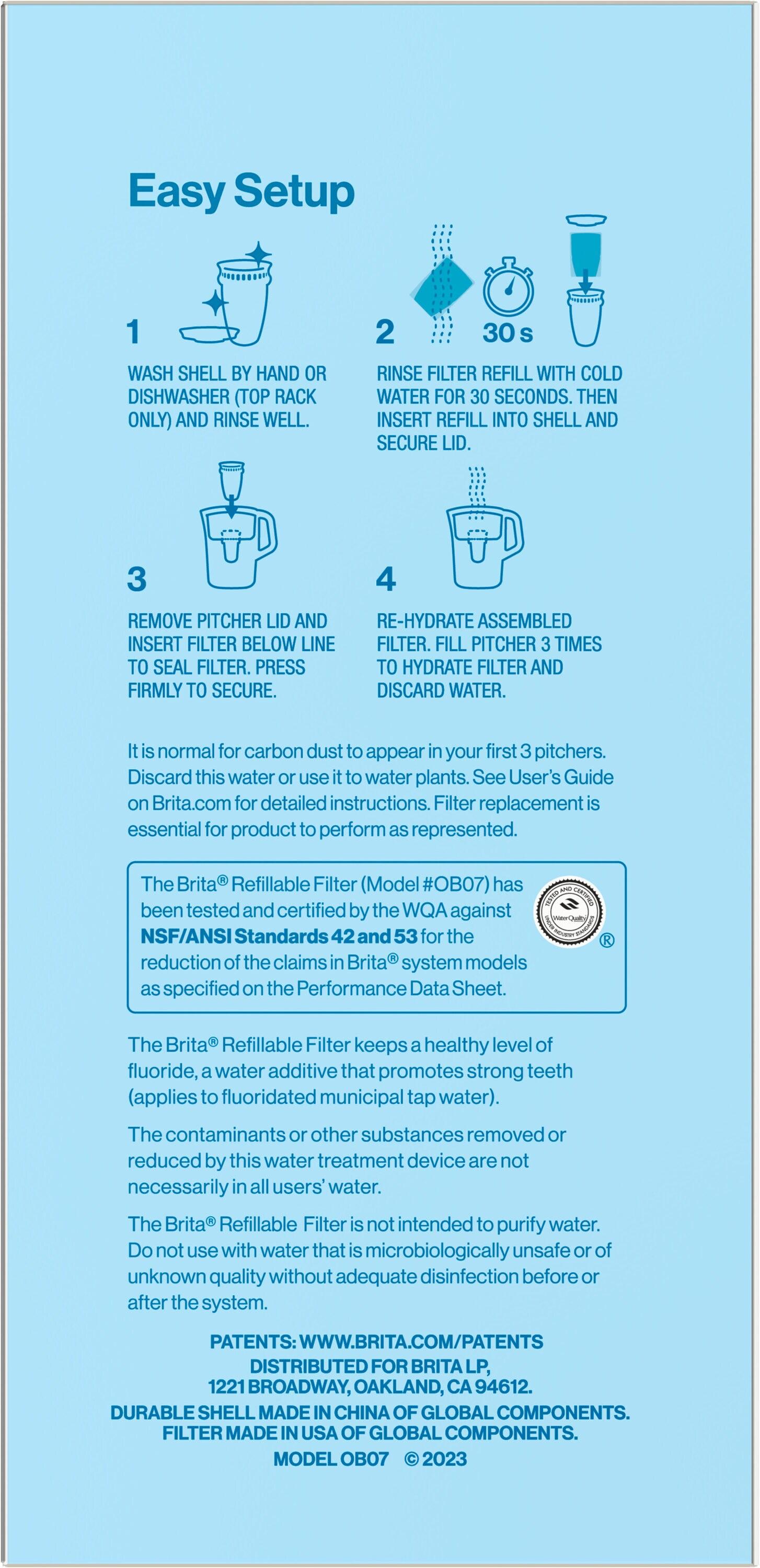 Brita Refillable Filter Starter Kit 3pk: Replacement Water Filters for Pitchers & Dispensers, Filters Chlorine
