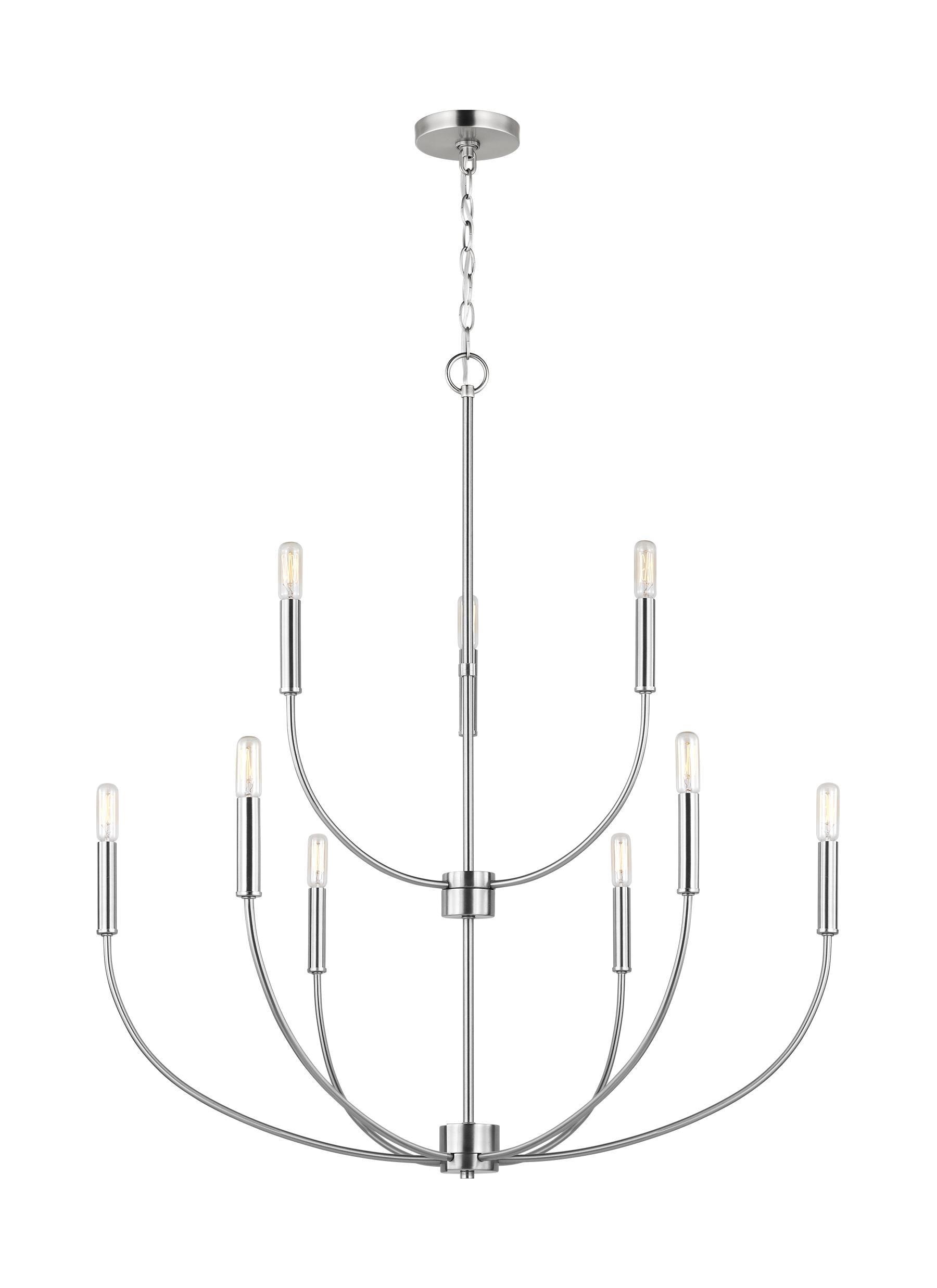 Greenwich Modern 9-Light Brushed Nickel Incandescent Chandelier