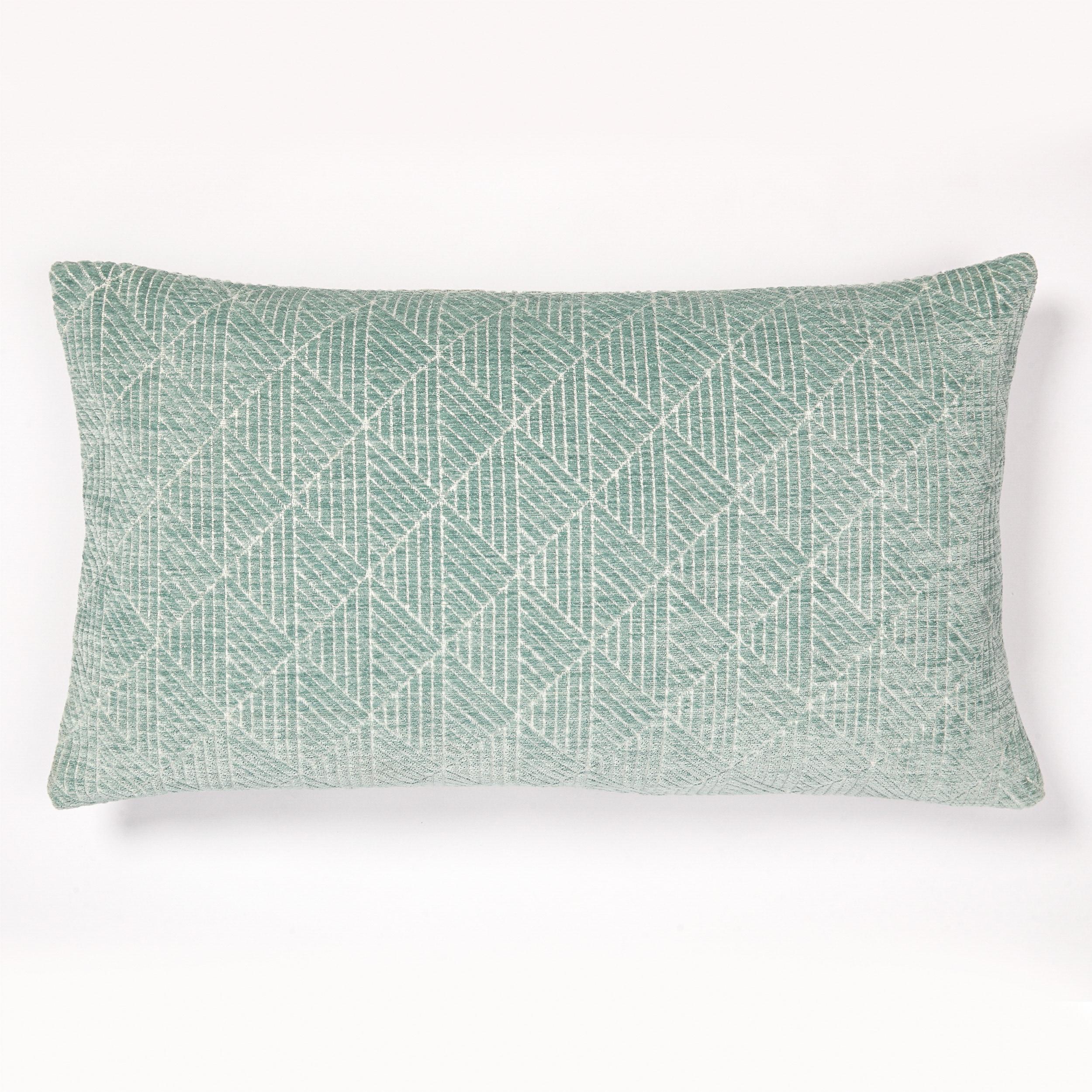 Freshmint Logan Reversible Woven Geometric Chenille Lumbar 24"x14",Blue Surf,1 Pack