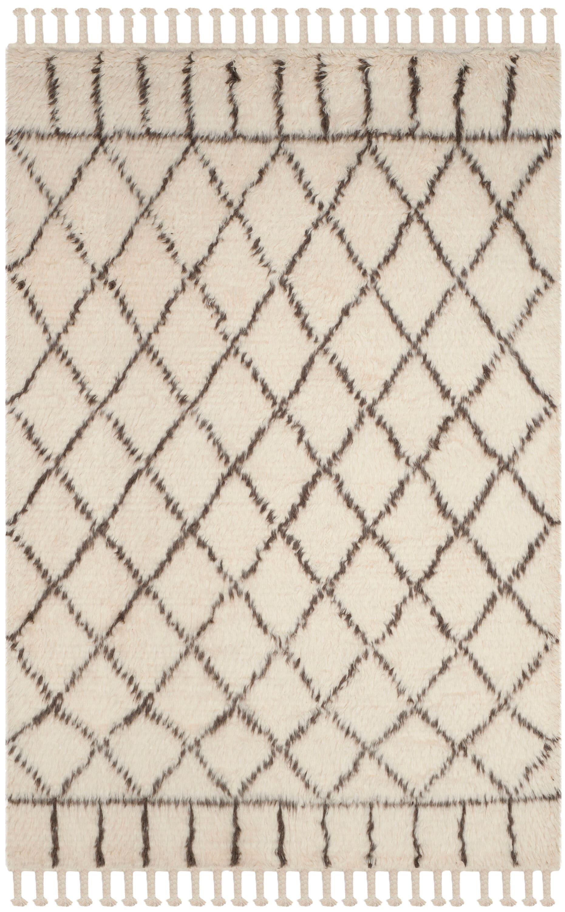 SAFAVIEH Casablanca Branson Aztec Shag Area Rug, Ivory/Brown, 6' x 9'