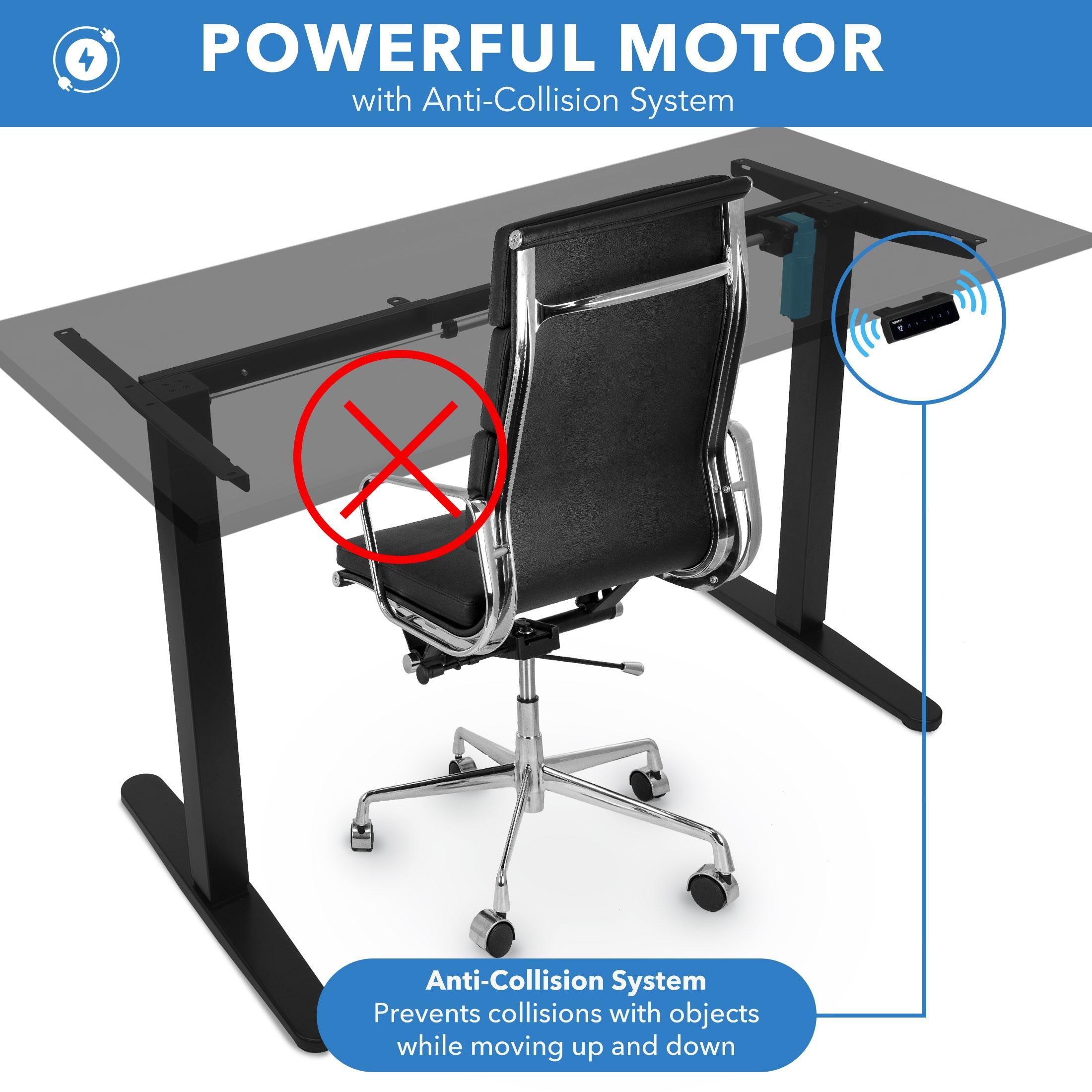 Mount-It! Height Adjustable Electric Sit-Stand Black Desk with Black Tabletop