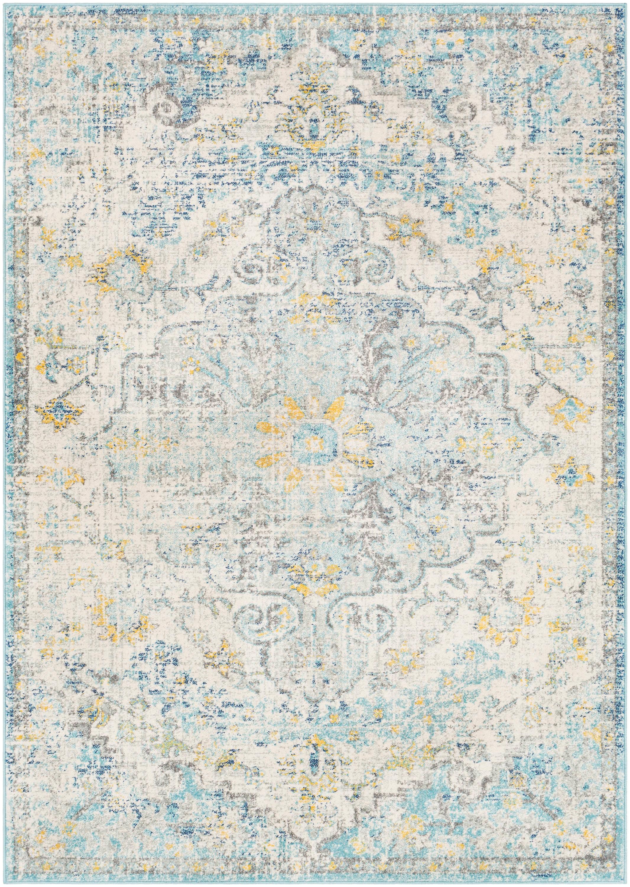 Livabliss 3'11"x5'7" Abby Traditional Rugs Cream/Charcoal: Medium Pile, Stain & Fade-Resistant, Indoor Use