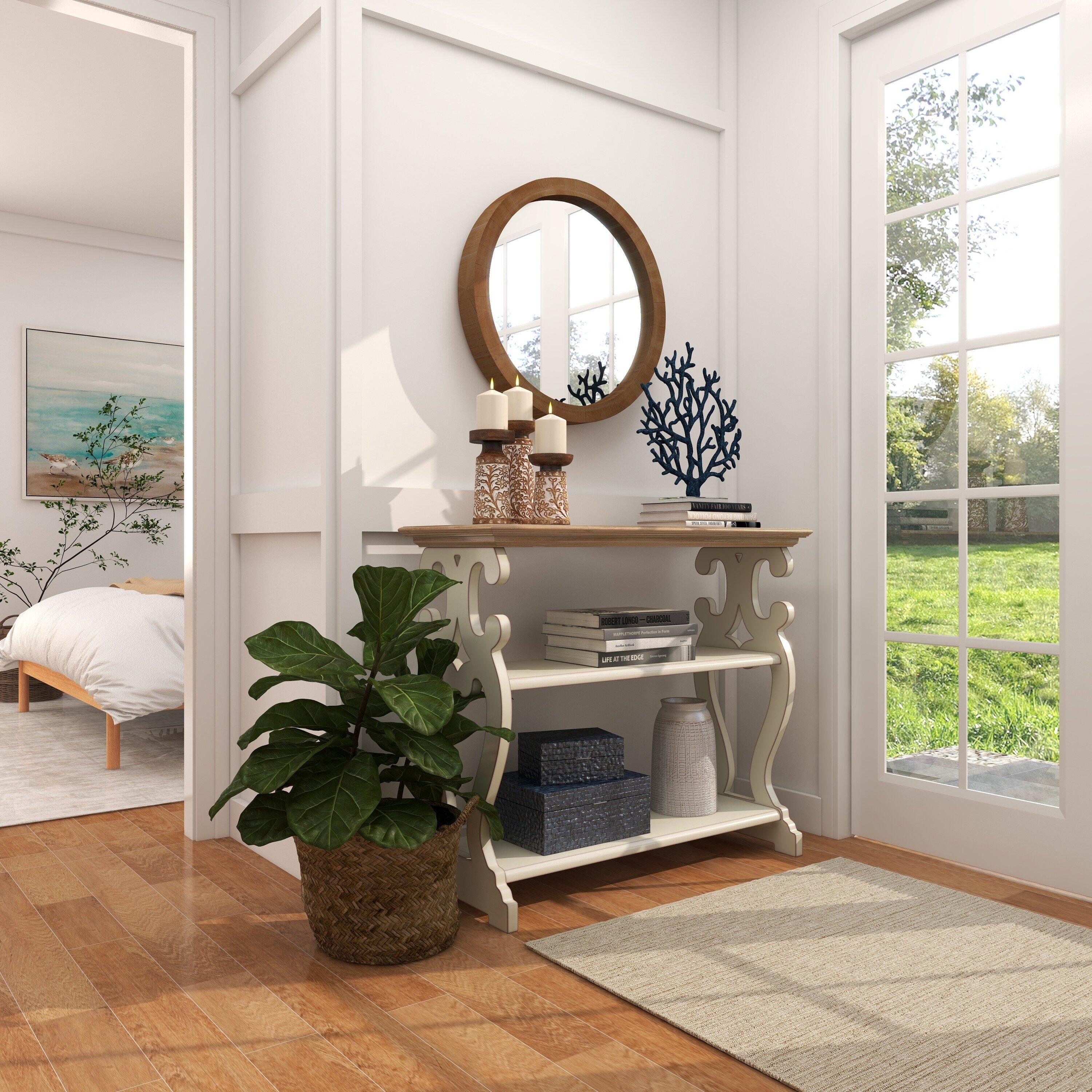Farmhouse Wood Console Table Off White - Olivia & May: 2-Shelf Design, Tall Profile