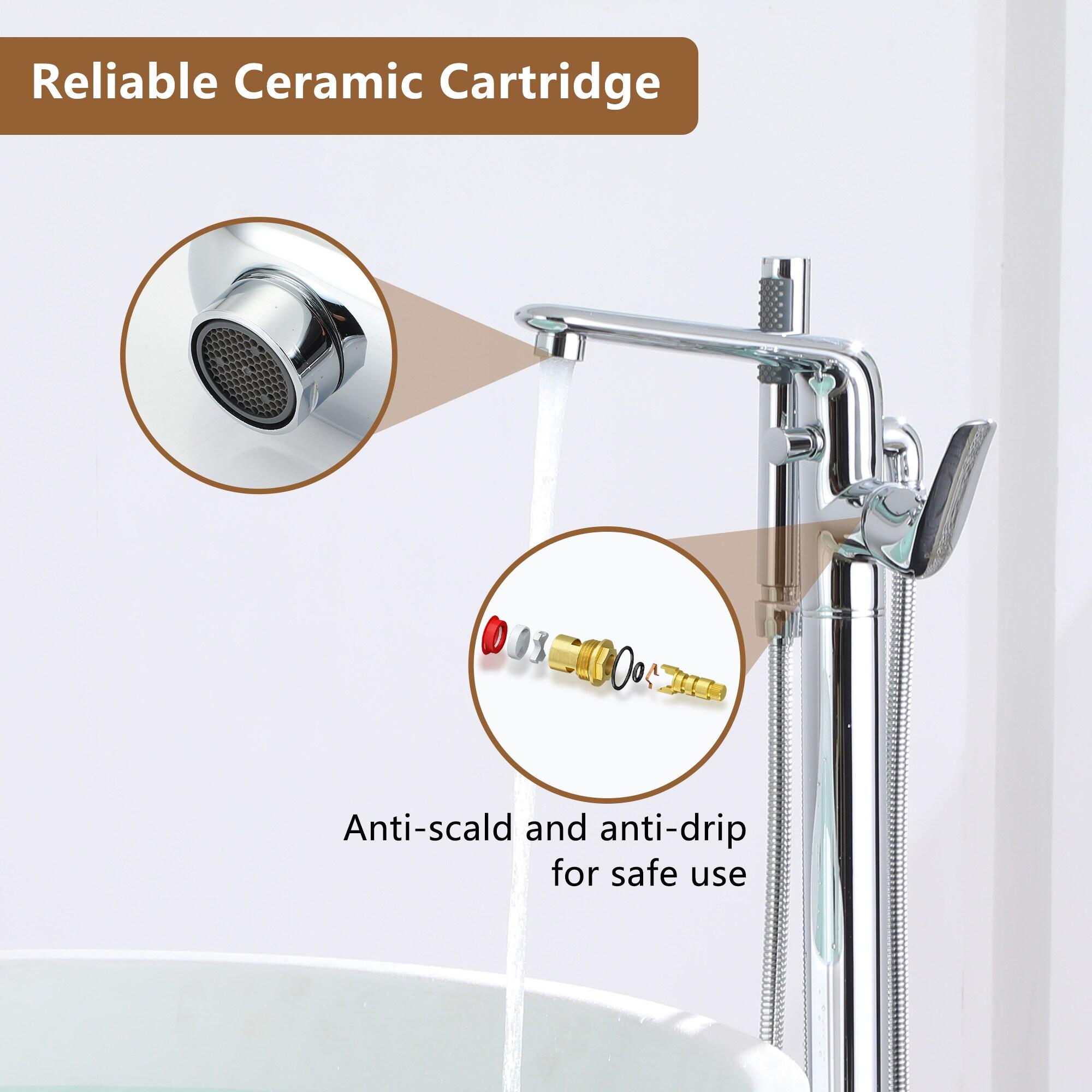 Chrome Freestanding Bathtub Faucet with Hand Shower