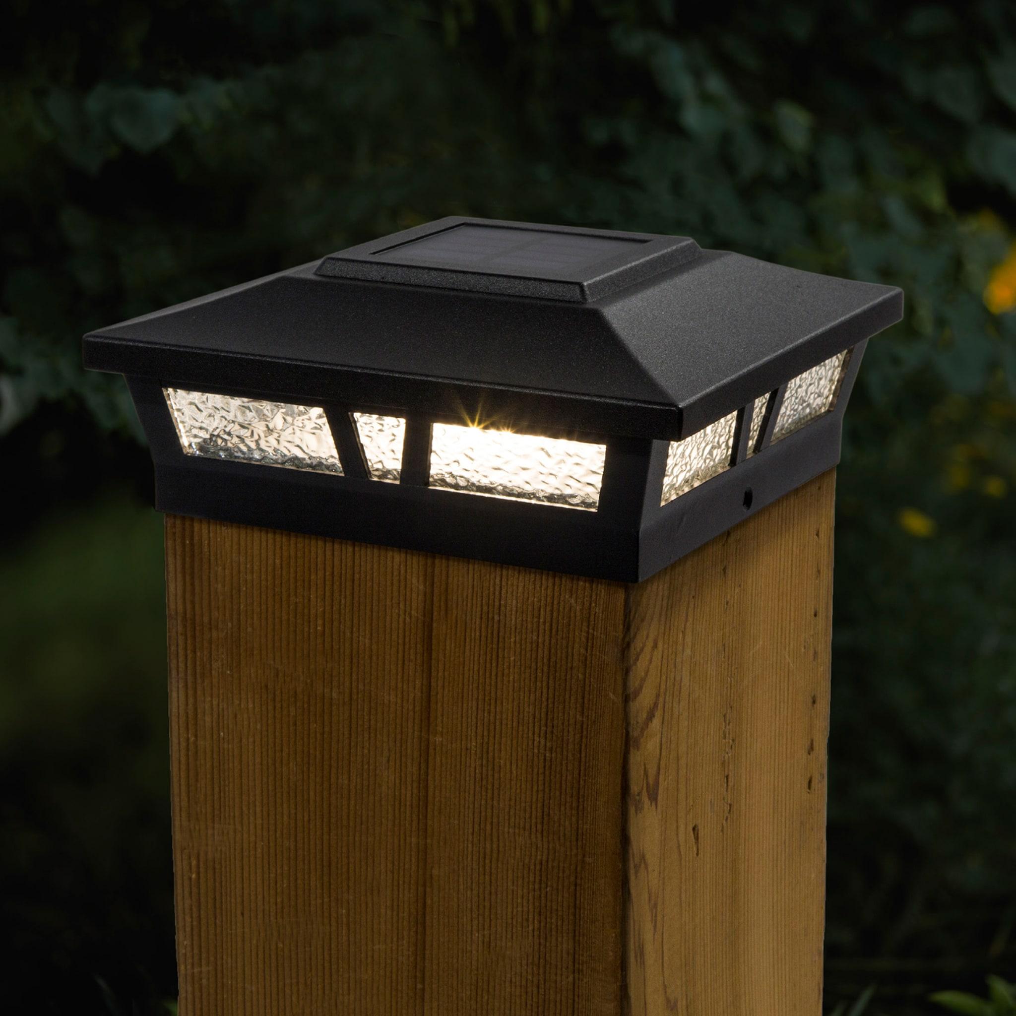 Classy Caps Oxford Solar Powered Integrated LED Aluminium Fence Post Cap Light 6 in. x 6 in. with Base Adapter Included