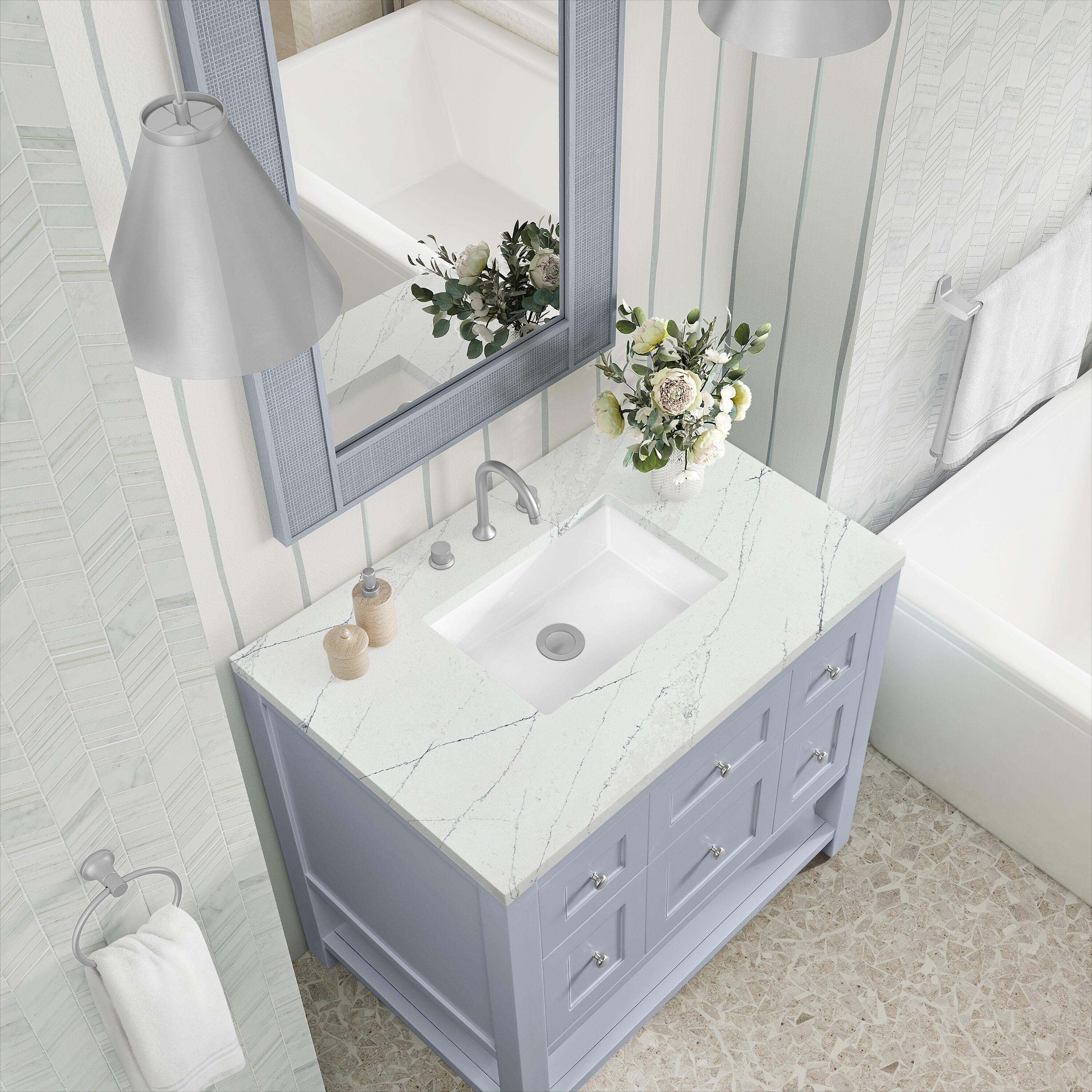 James Martin Vanities 330-V36-SRB-3LDL 36 in. Breckenridge Single Vanity with 3 cm Lime Delight Quartz Top, Serenity Blue