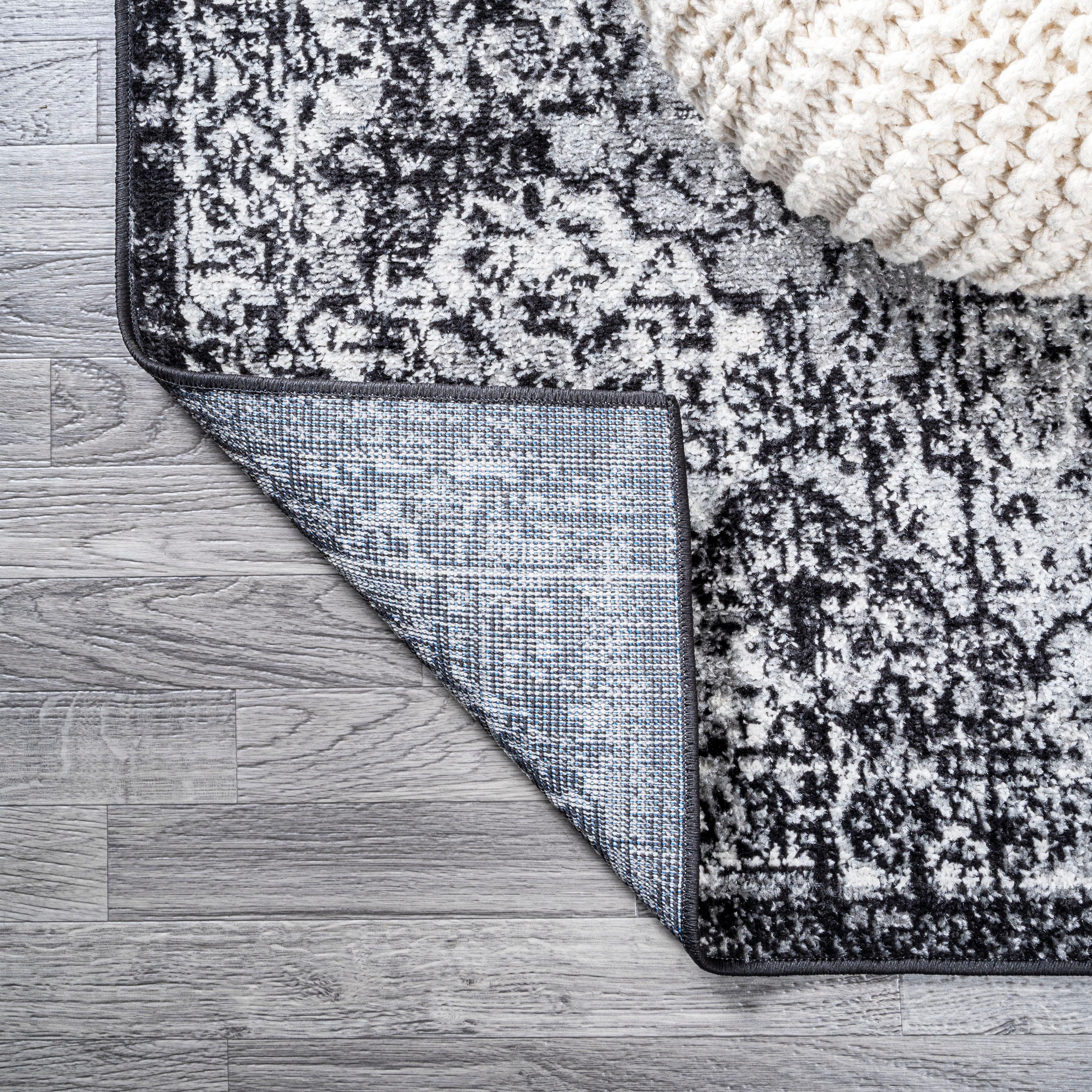 2' x 8' Modern Persian Boho Vintage Trellis Runner Rug, Black/Ivory - JONATHAN Y