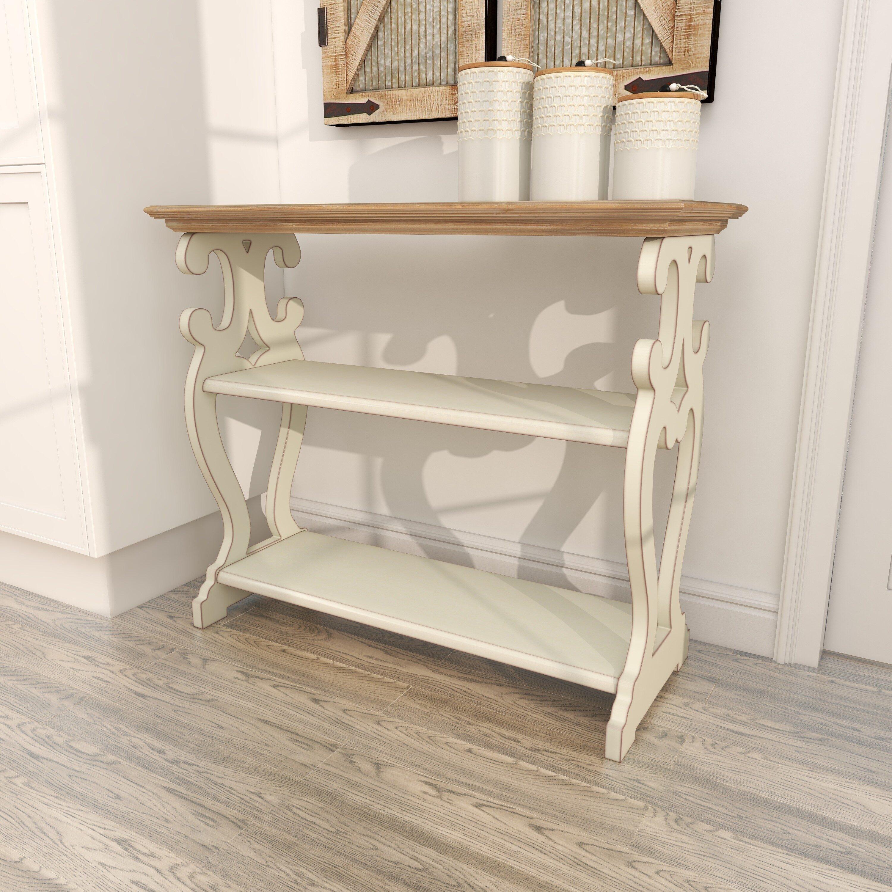 Farmhouse Wood Console Table Off White - Olivia & May: 2-Shelf Design, Tall Profile