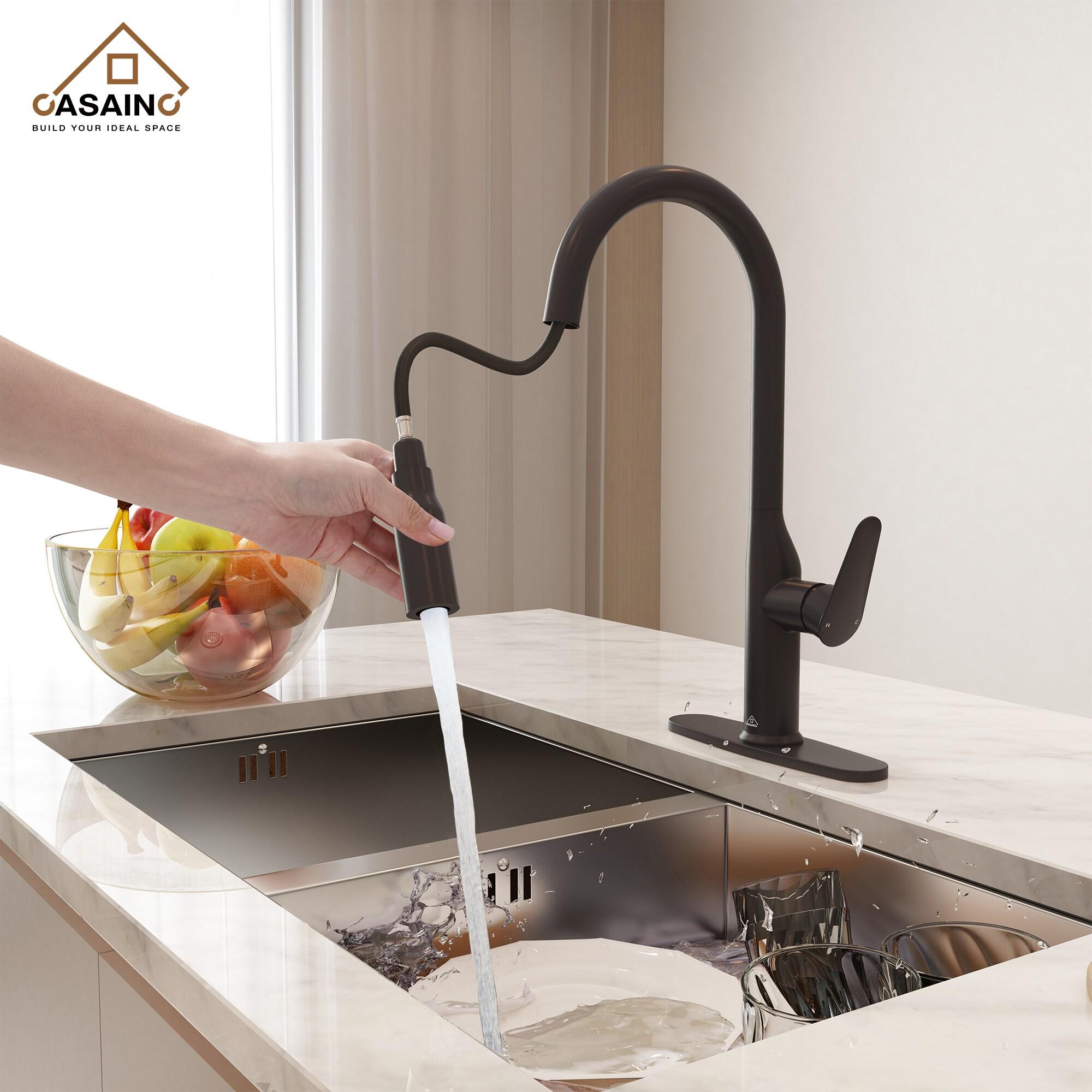 CASAINC Single-Handle Pull-Down Kitchen Faucet Single Hole Faucet