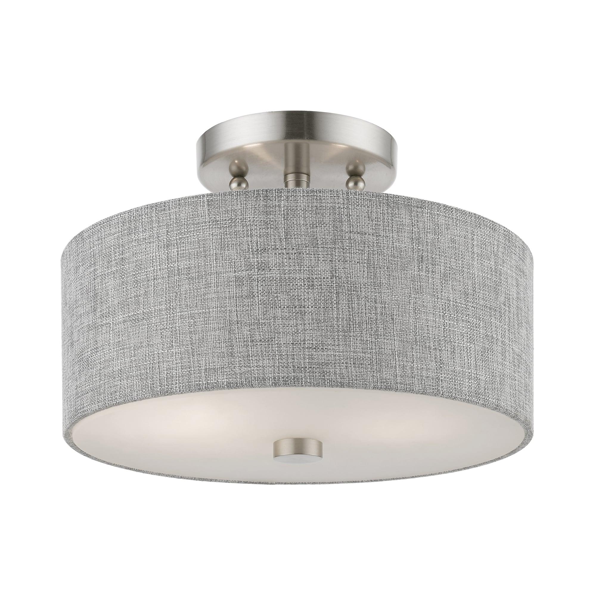 Livex Lighting Dakota 2 - Light Semi-Flush Mount in  Brushed Nickel/Shiny White