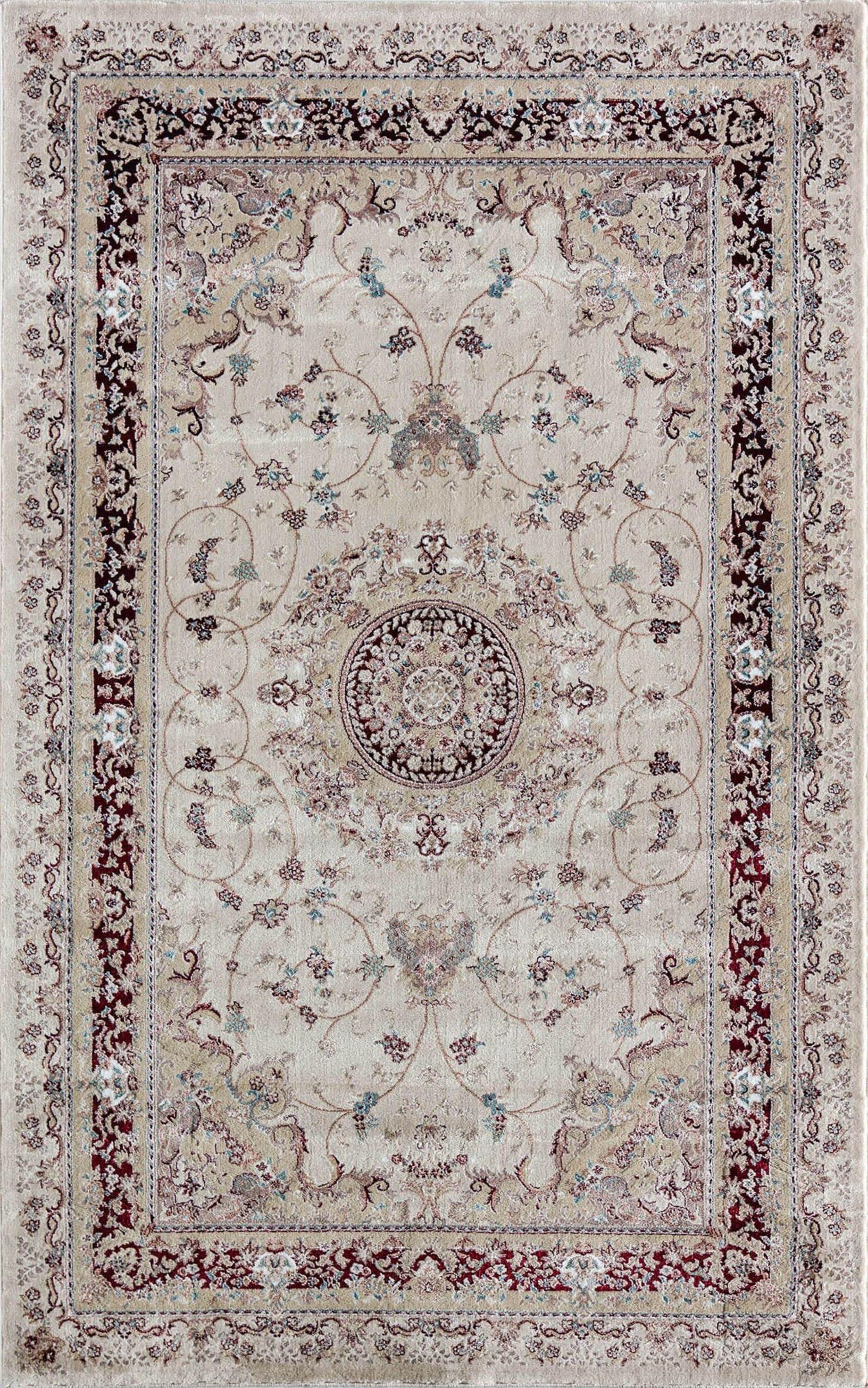 Rugs America Centurion CY30B Medallion Cream Transitional Vintage Beige Area Rug for Dining Room Rug Neutral Rug Living Room Rug Kitchen, 2'0"x4'0"