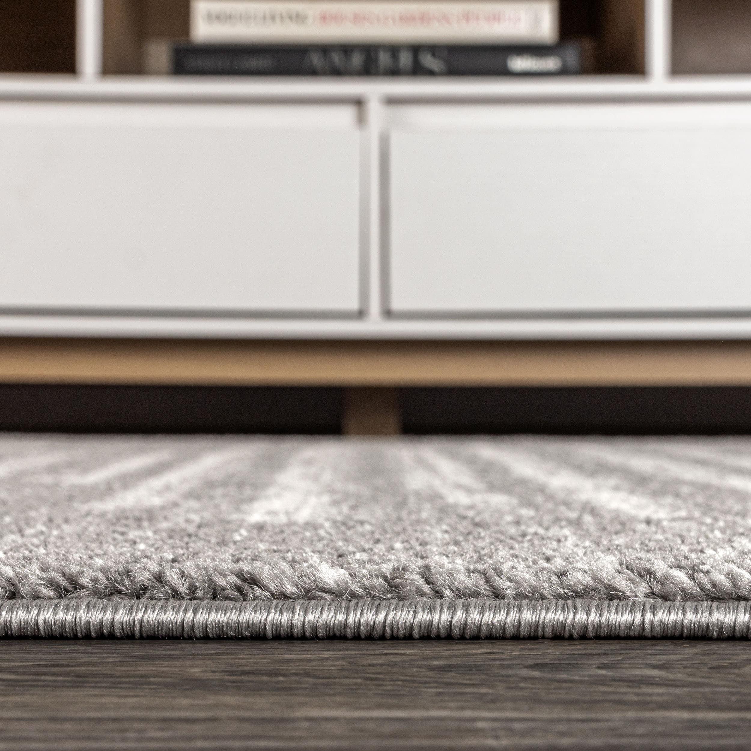 8'x10' Aya Berber Stripe Geometric Area Rug, Gray/Cream - JONATHAN Y