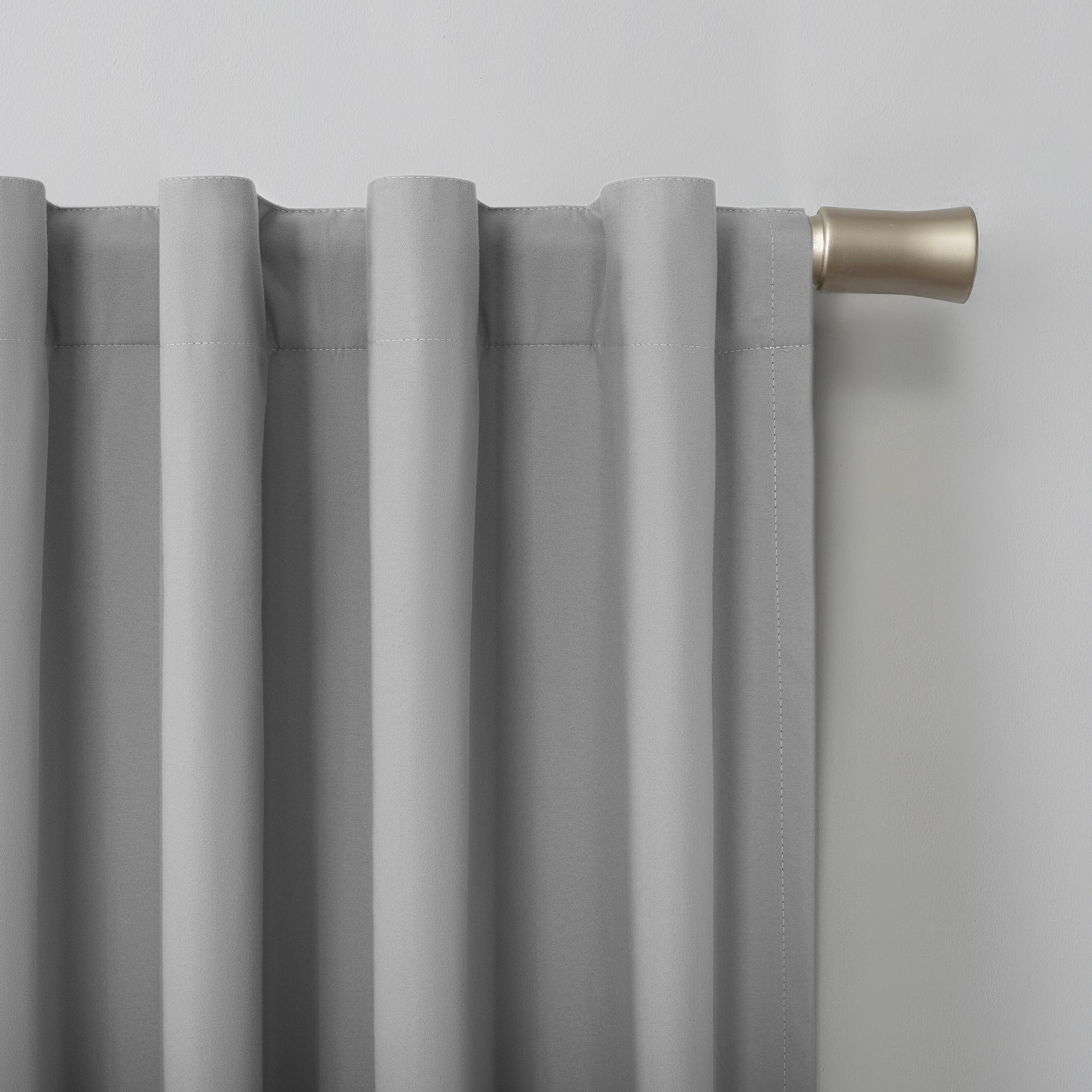 40"x96" Sun Zero 100% Blackout Cyrus Thermal Back Tab Curtain Panel Silver: Modern Indoor 96 Inch Polyester Drapery