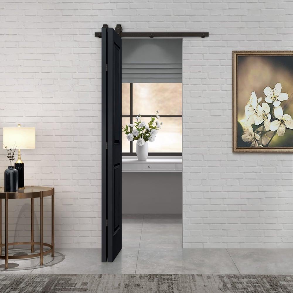 Calhome Paneled MDF Composite Bifold Barn Door with Installation Hardware Kit