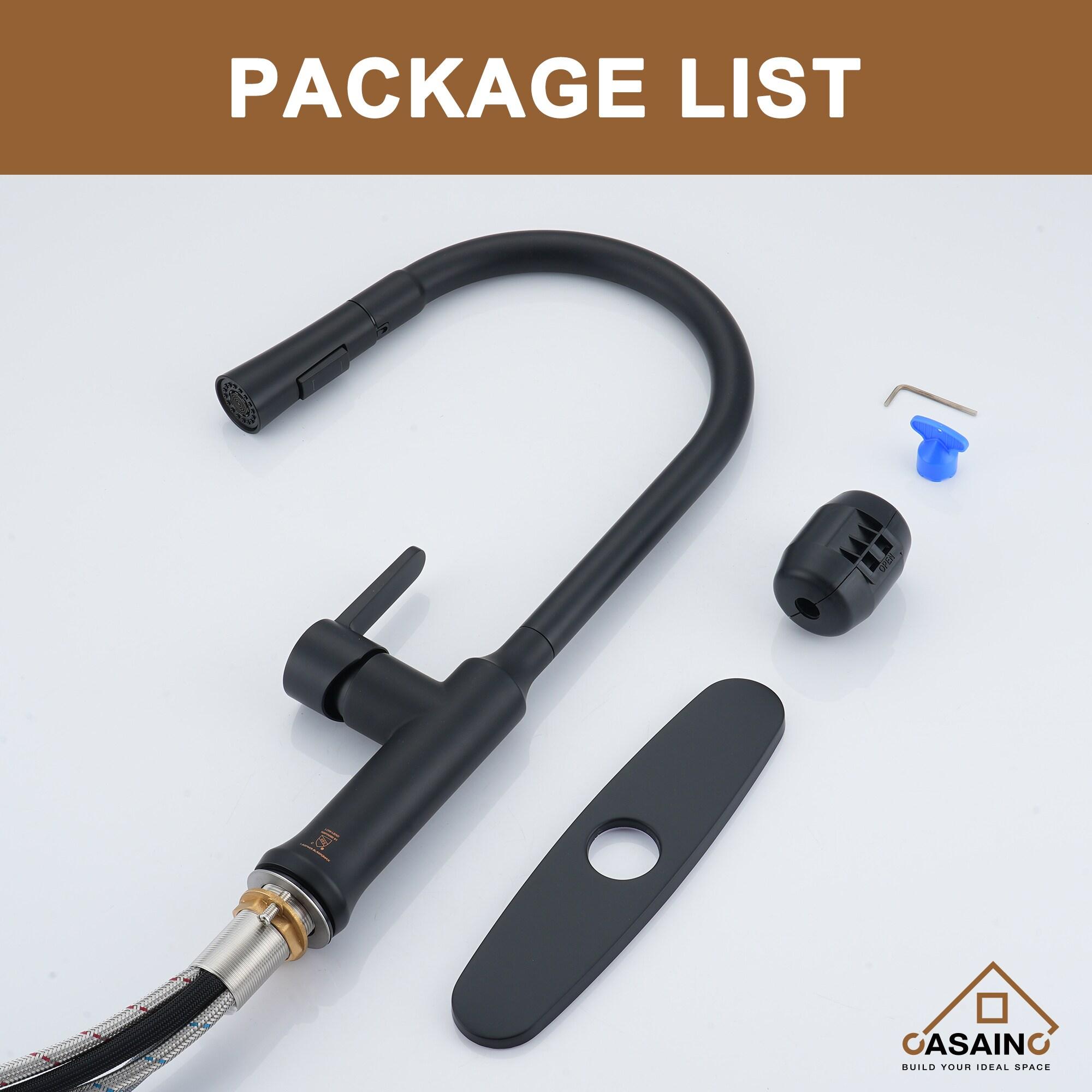 CASAINC 1.8 GPM Single-Handle Pull-Down Kitchen Faucet Single Hole Faucet