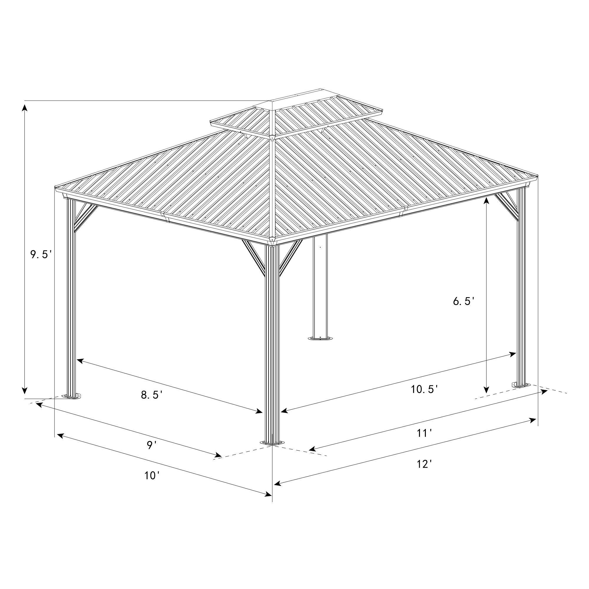Kozyard Kozyard Caesar Gray Double Roof Hardtop Gazebo with Privacy Curtain and Mosquito Netting