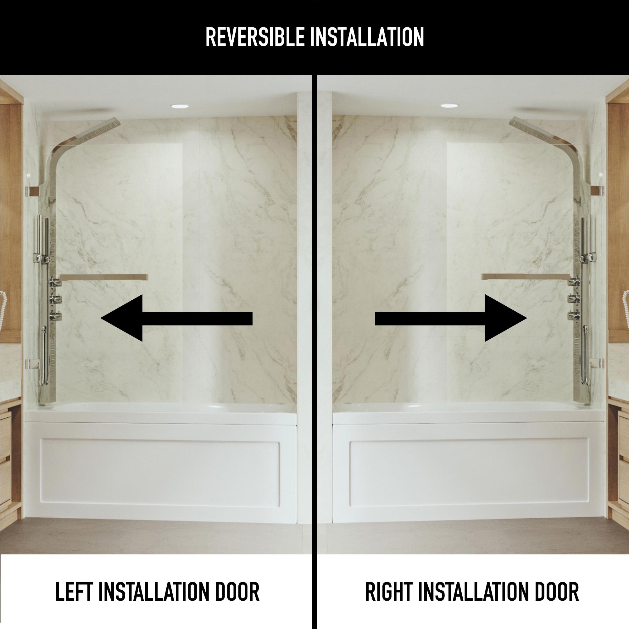 Rialto 34" W x 58" H Hinged Frameless Tub Door with with 5/16" Glass