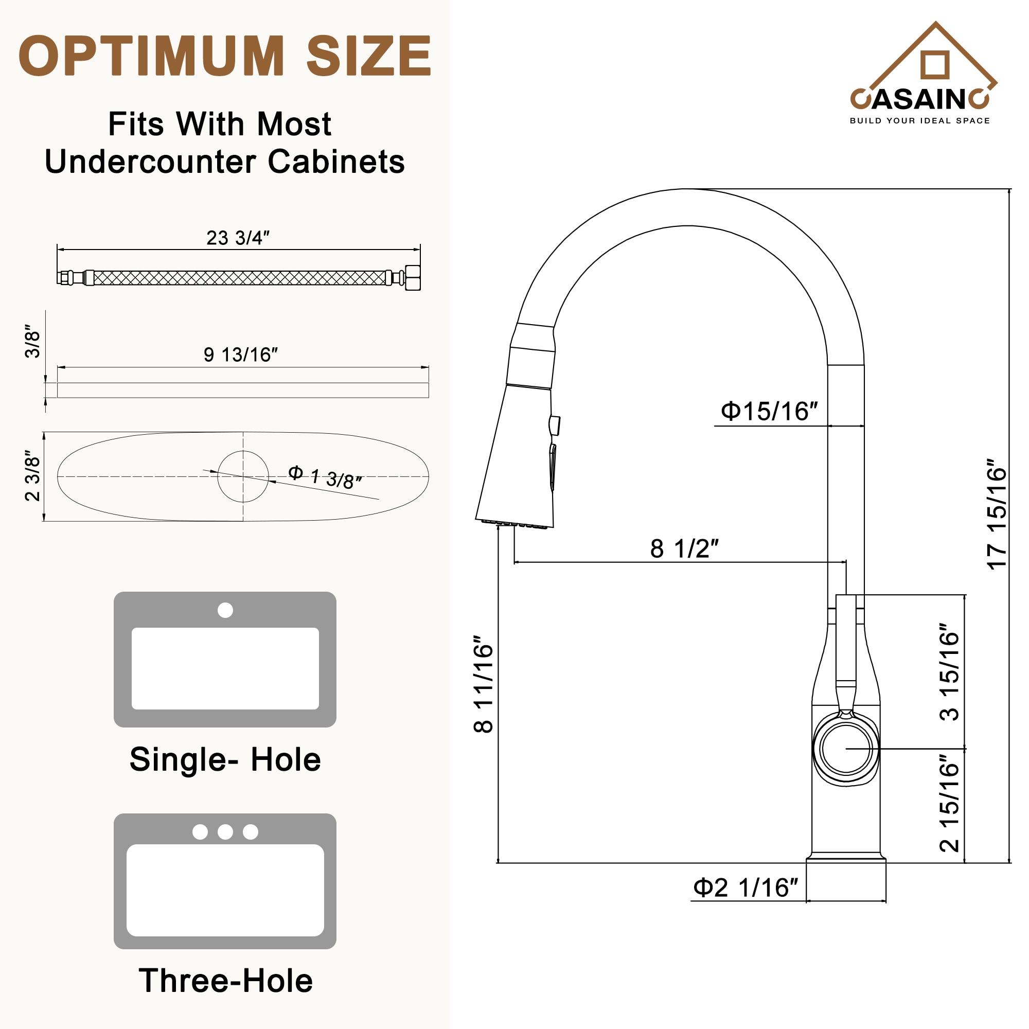 CASAINC Single-Handle Pull-Down Kitchen Faucet Single Hole Faucet
