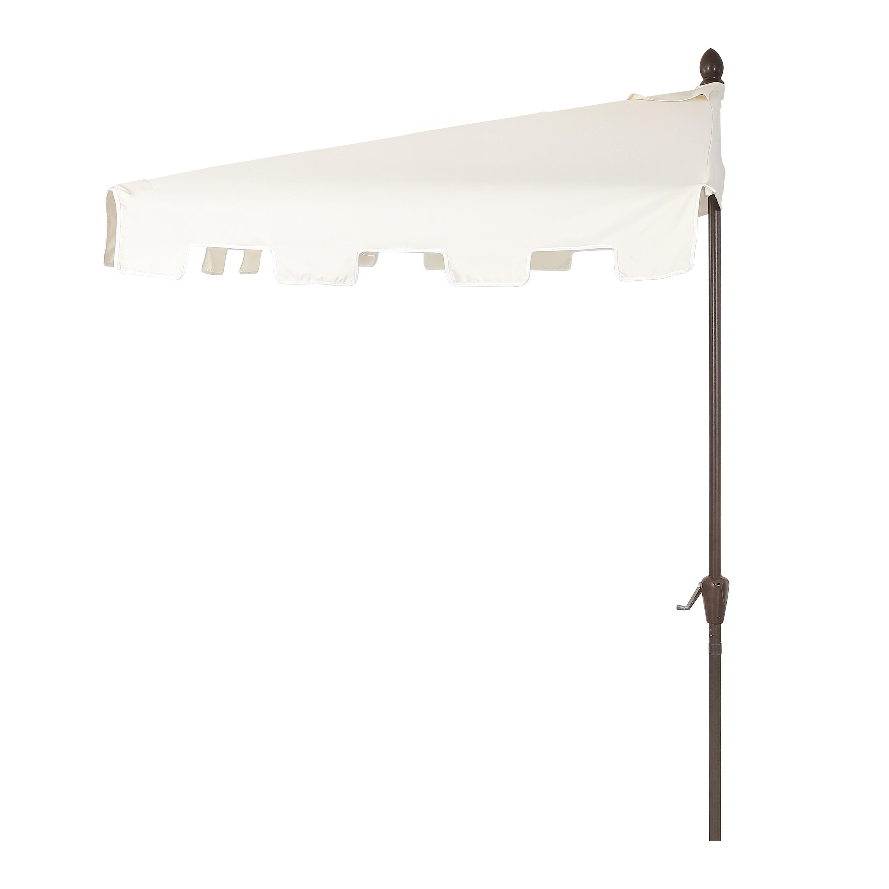JONATHAN Y Sidney 9 ft. Classic MidCentury Rectangular Half Market Patio Umbrella with Crank, Wind Vent and UV Protection in Cream/White