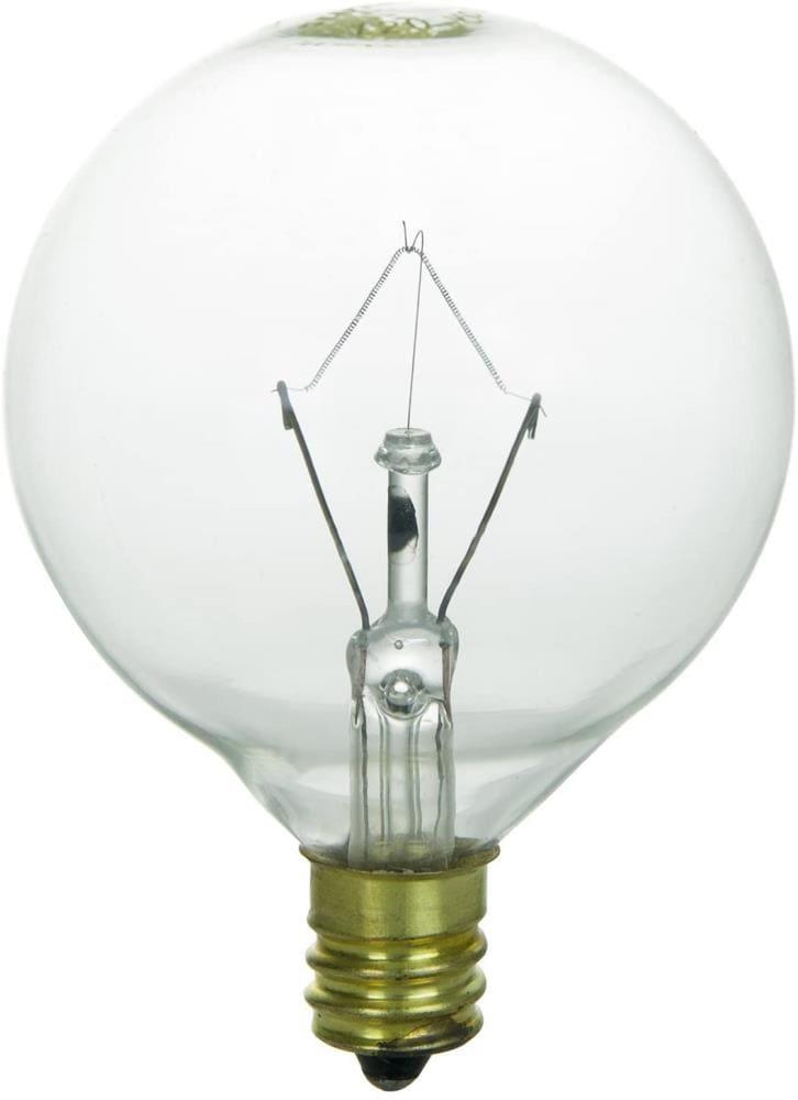Clear Globe Incandescent Light Bulbs, 25W, E12 Base, 12 Pack