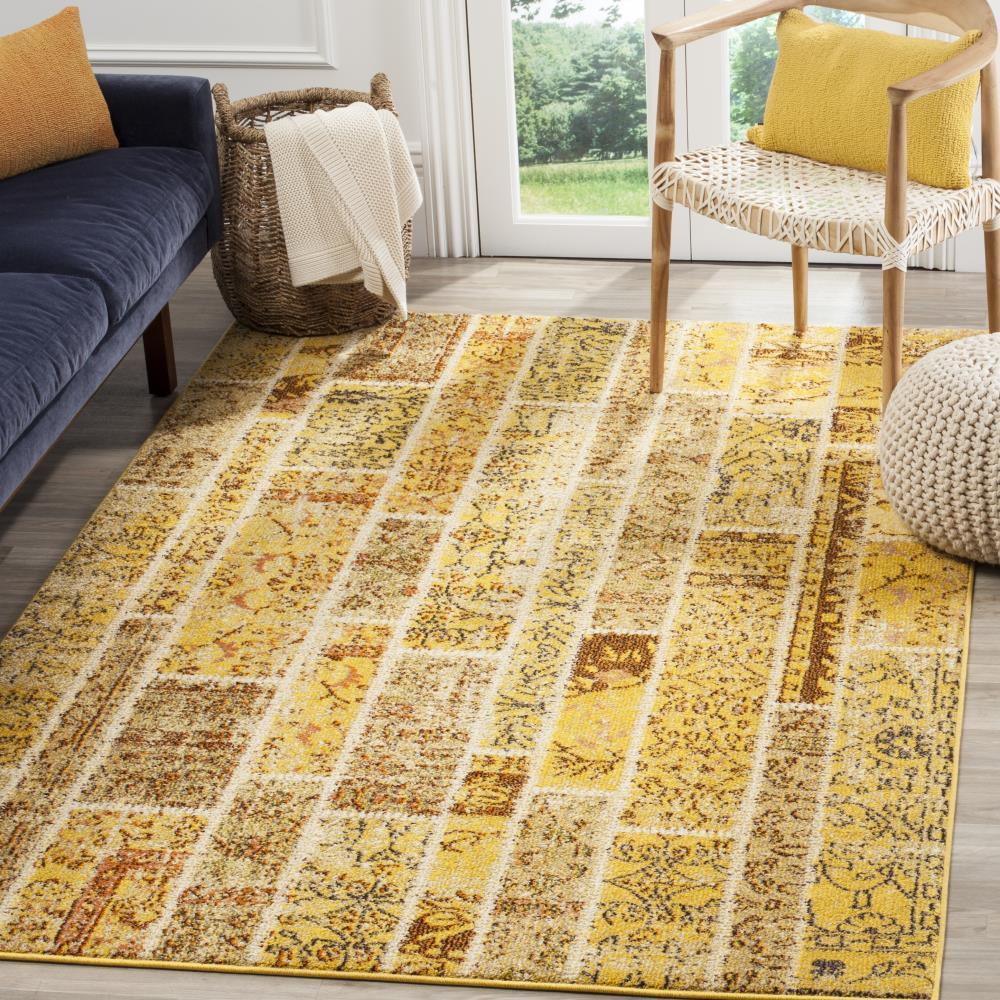 SAFAVIEH Monaco Gerard Geometric Area Rug, Yellow/Multi, 6'7" x 9'2"