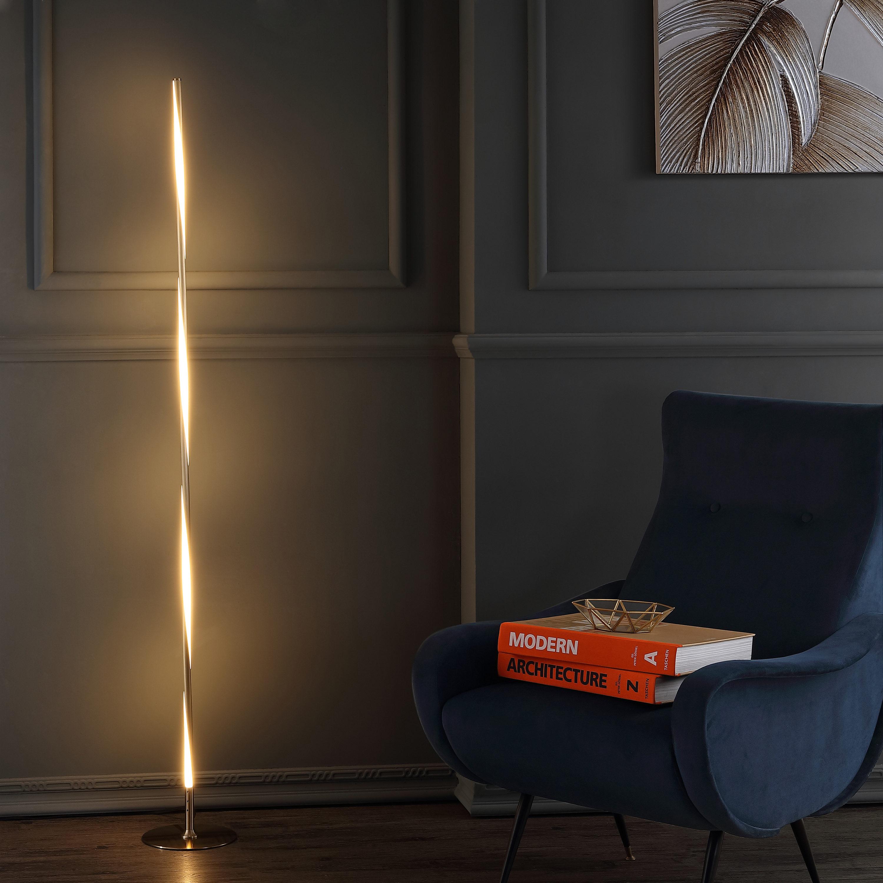 JONATHAN Y JYL7006B Pilar 63.75" LED Integrated Floor Lamp, Modern, Contemporary for living room, dinning room, bedroom, office, Gold