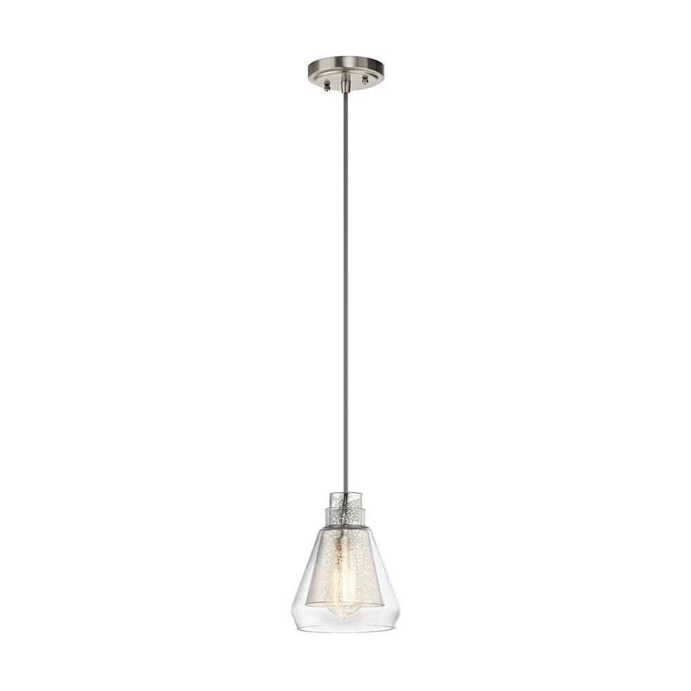 Evie 7.75" Brushed Nickel Mini Pendant with Clear Glass