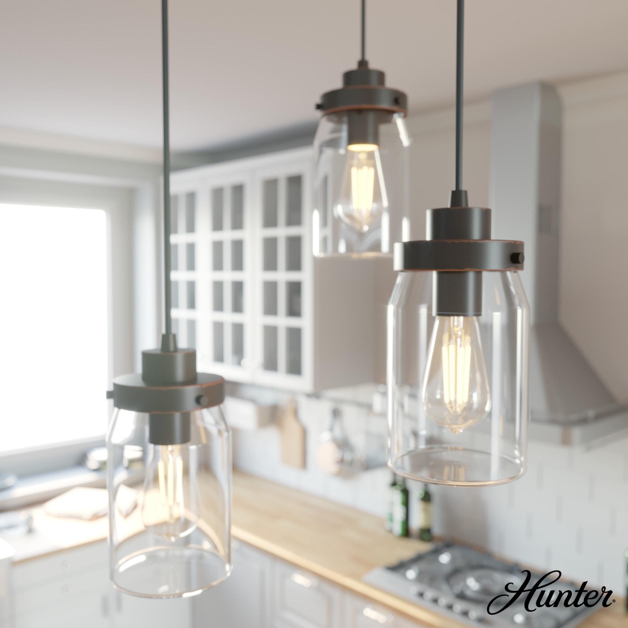 19157-Hunter Fans-Devon Park 3-Light Round Cluster Pendant in Farmhouse Style-14.5 Inches Wide by 9 Inches High-Onyx Bengal Finish