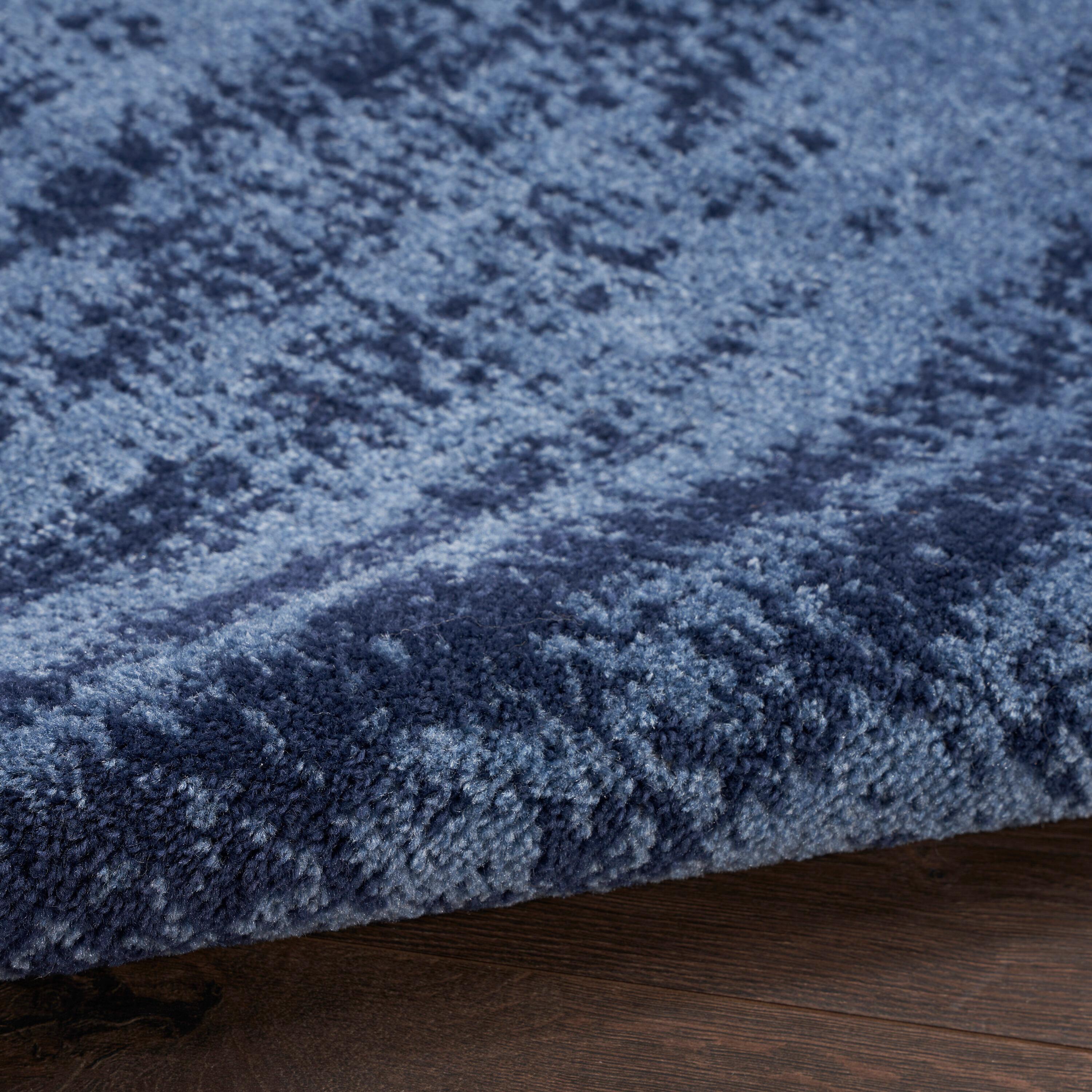 Nourison Essentials Abstract Low Pile Indoor Outdoor Area Rug 5' x 7' Denim