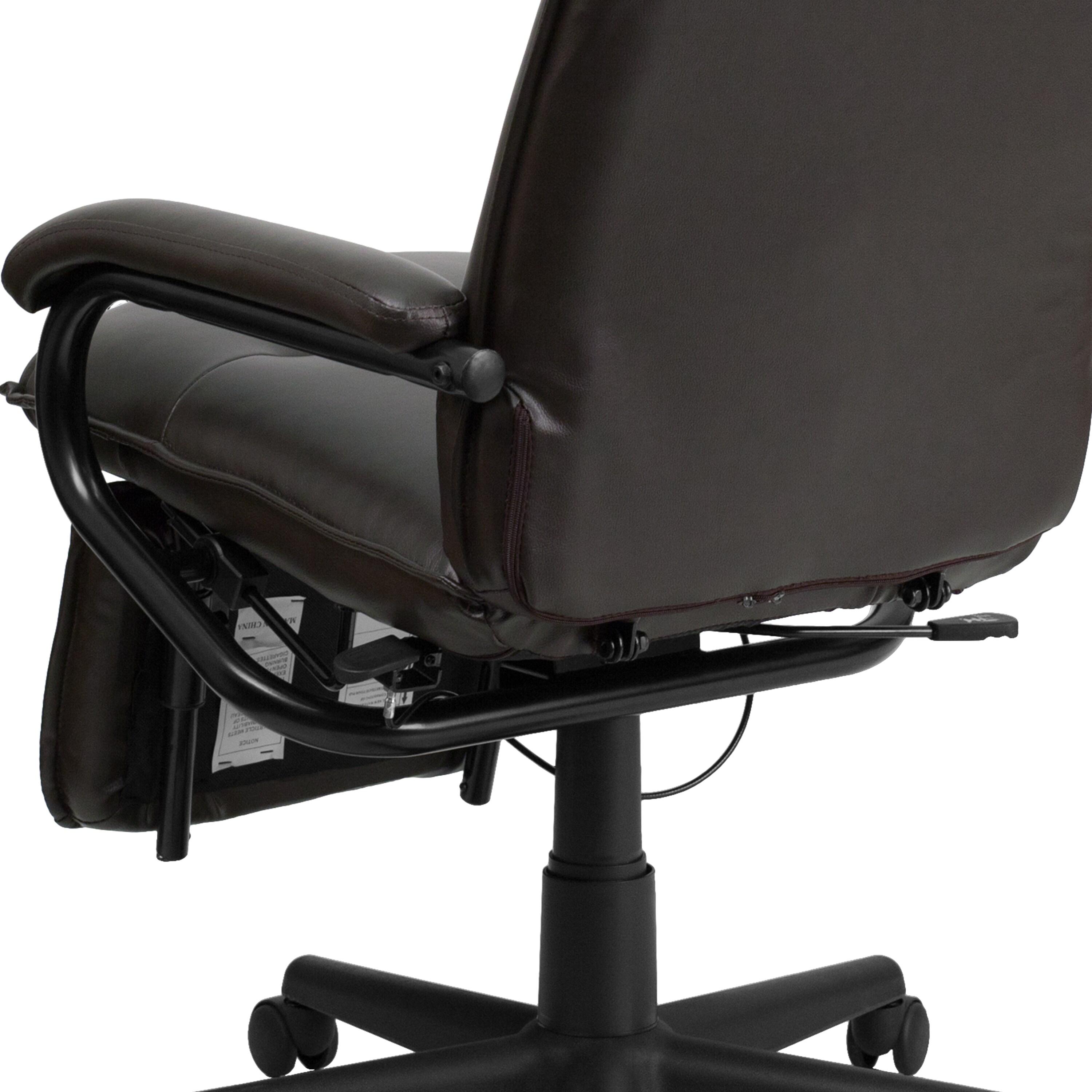Flash Furniture High Back Brown LeatherSoft Executive Reclining Ergonomic Swivel Office Chair with Arms
