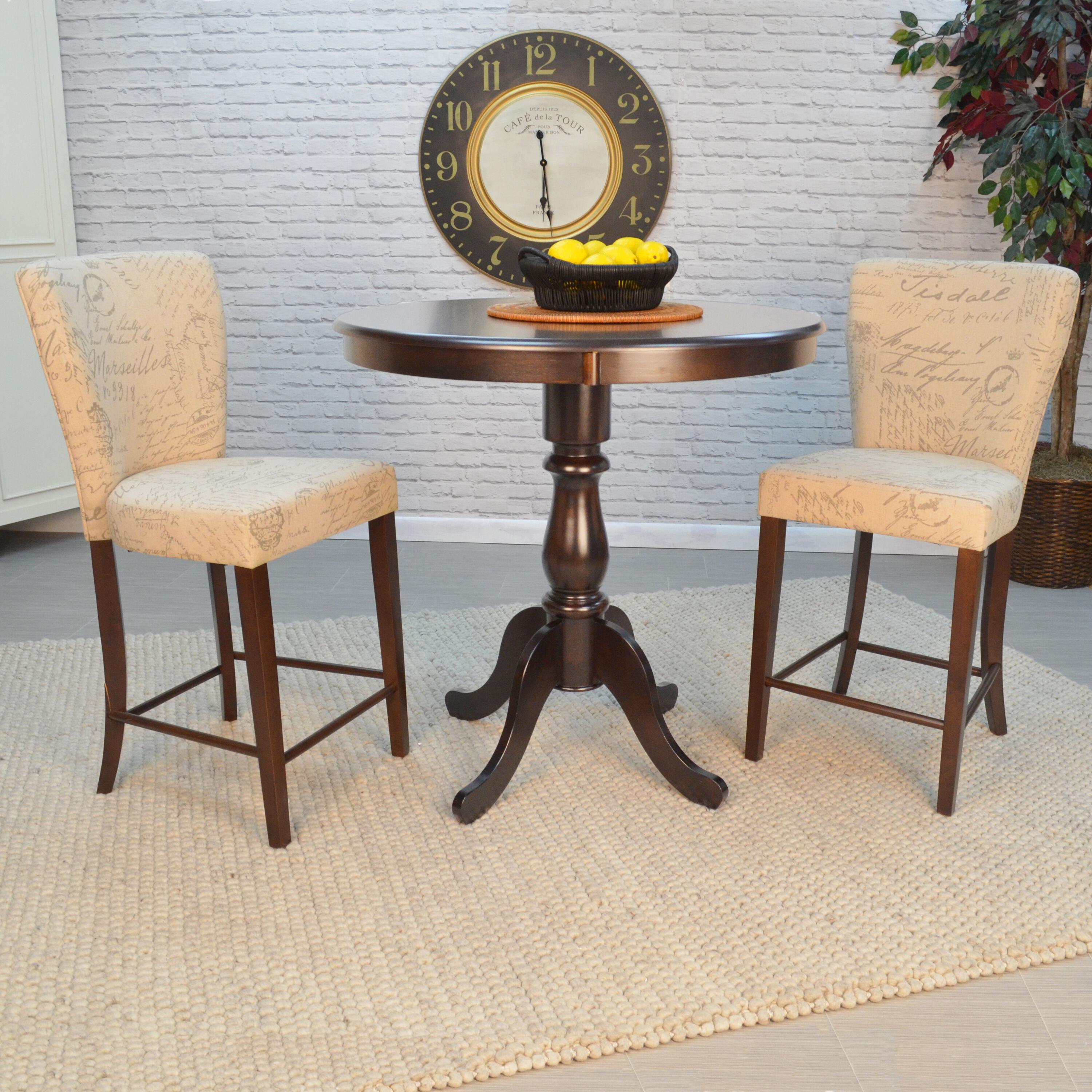 Carolina Living 30" Salem Round Pedestal Bar Table Espresso: MDF, Rubberwood, for 2