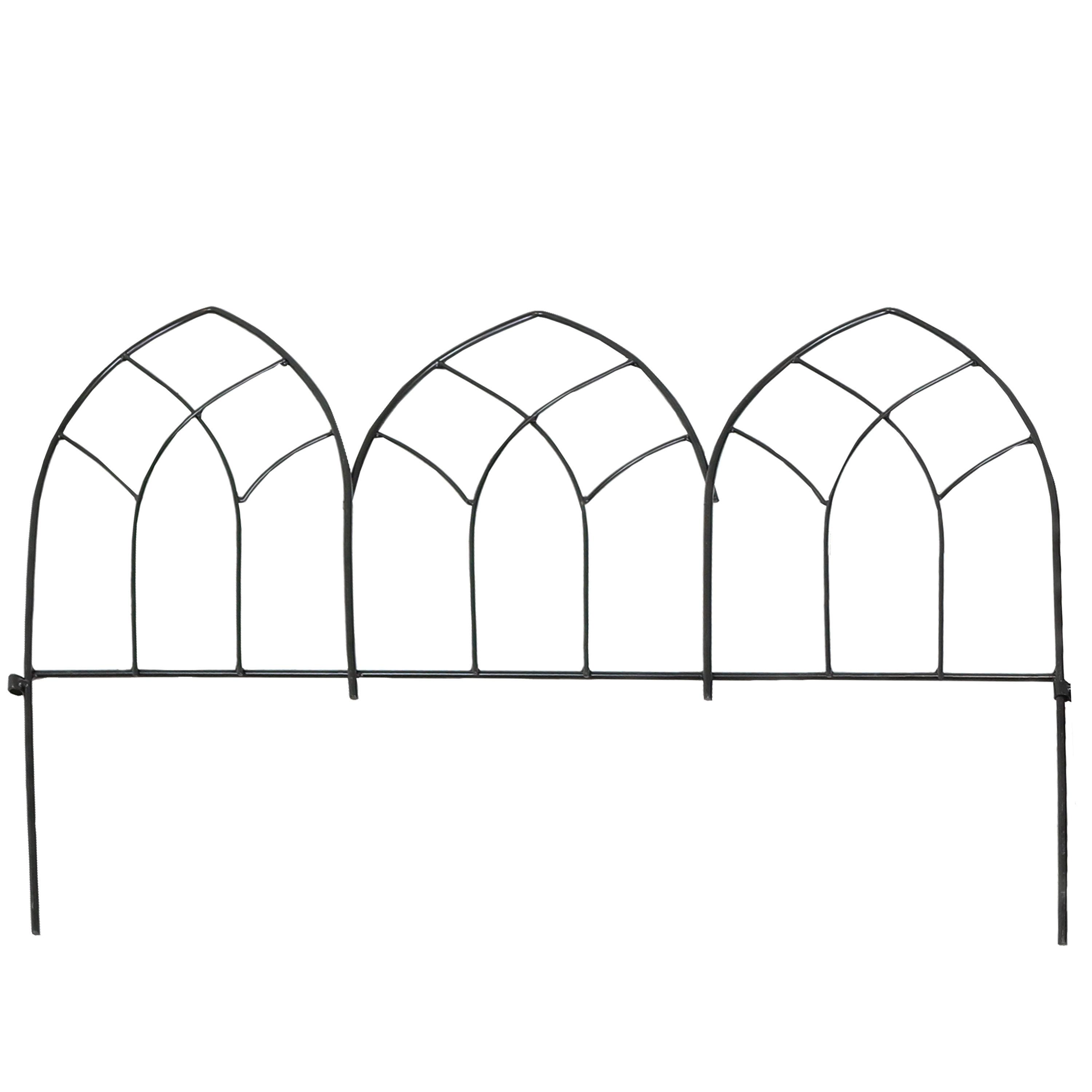 Sunnydaze Outdoor Lawn and Garden Metal Narbonne Style Decorative Border Fence Panel Set - 9' - Black - 5pk