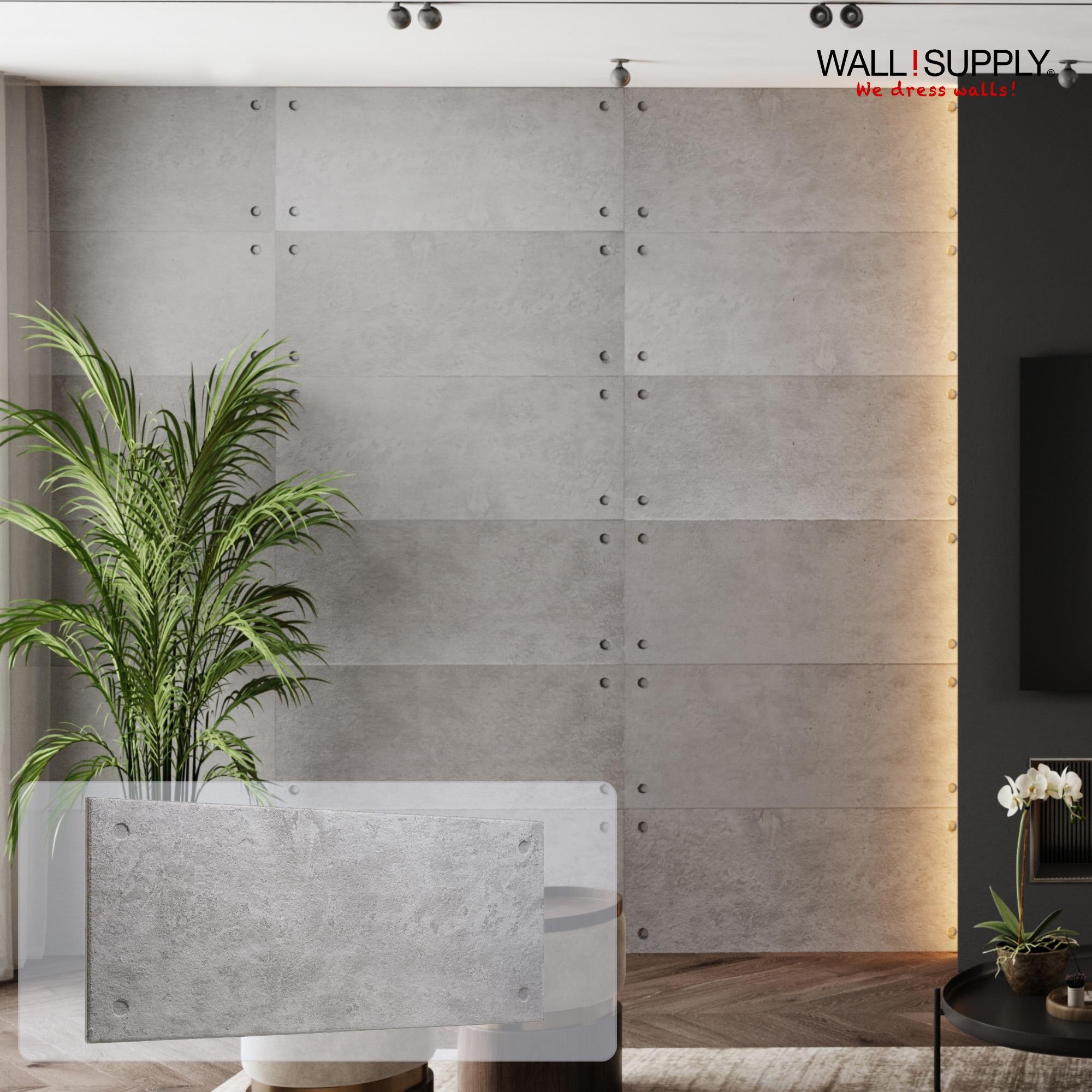 Wall!Supply Wall!supply Ultralight Industrial Concrete Hd Printed – 3d Eps Foam Wall Panels – Easy Diy Installation – Concrete Look – Set Of 4 Panels (25.83 Sq Ft)