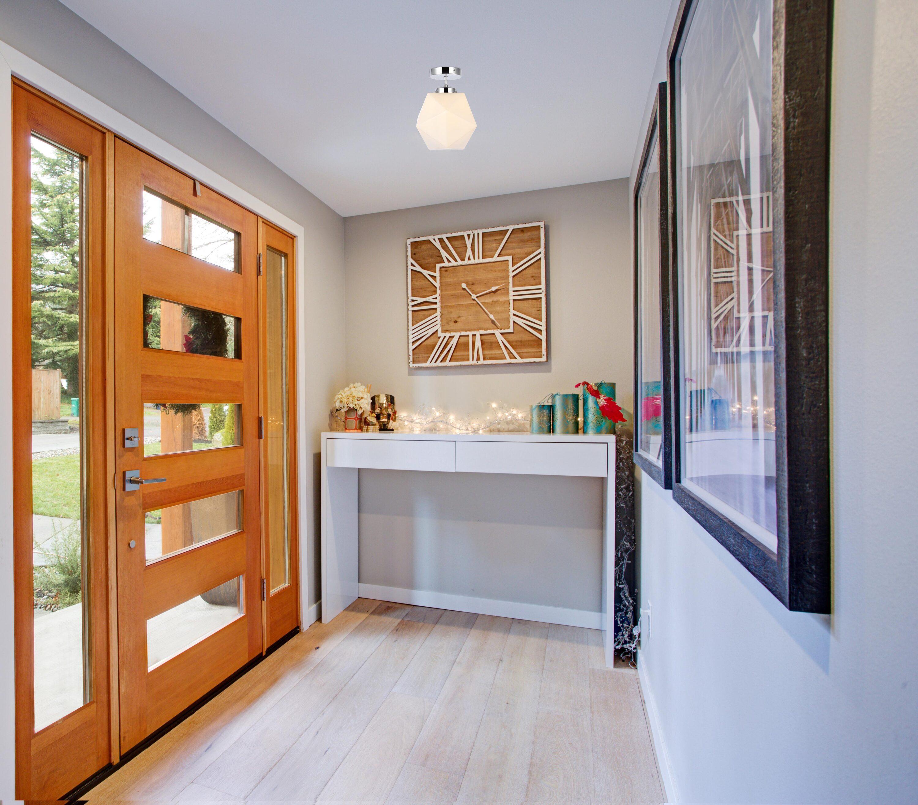 Elegant Lighting Lawrence 1 light chrome and white glass flush mount